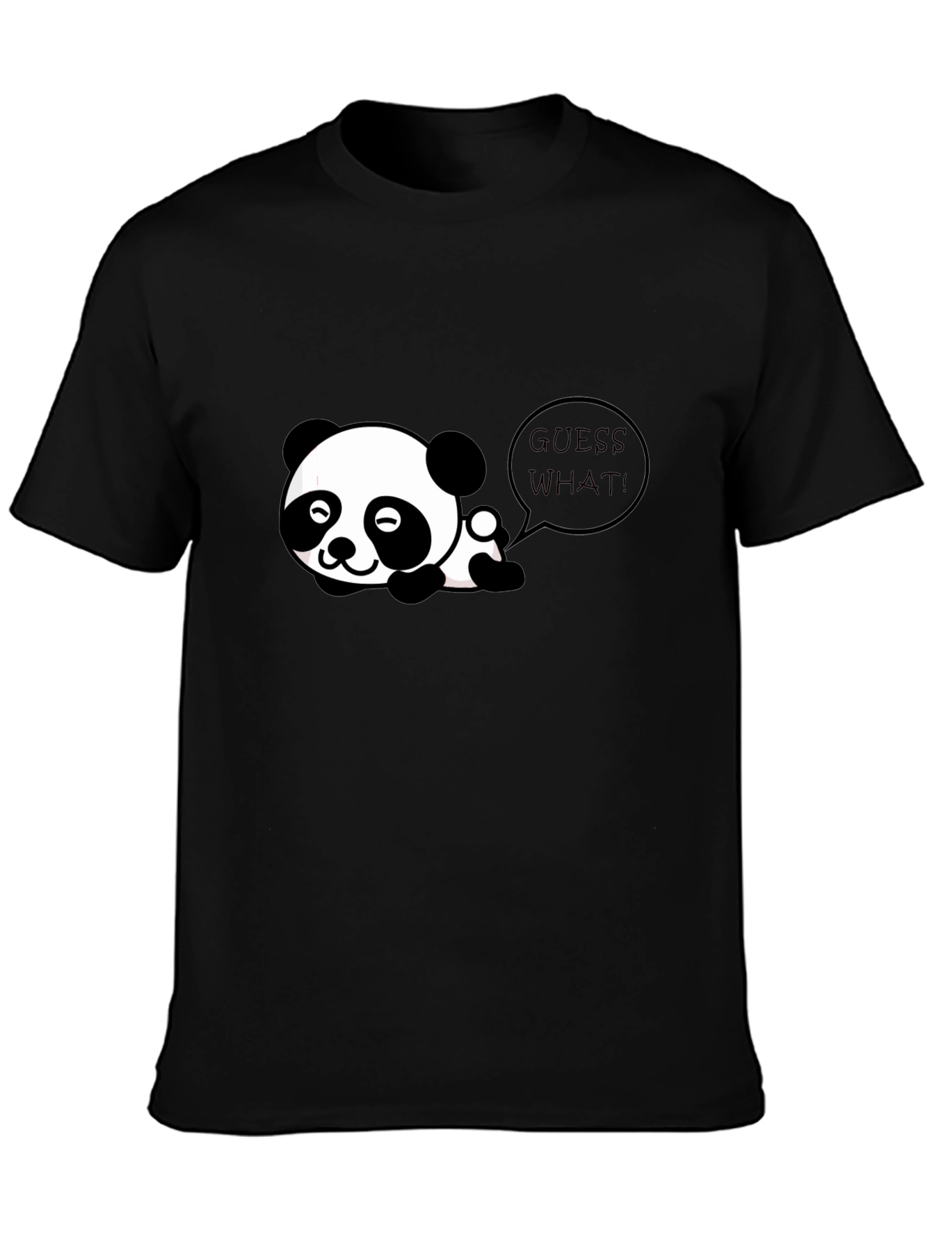 Cute Panda Guess What! Black T-Shirt