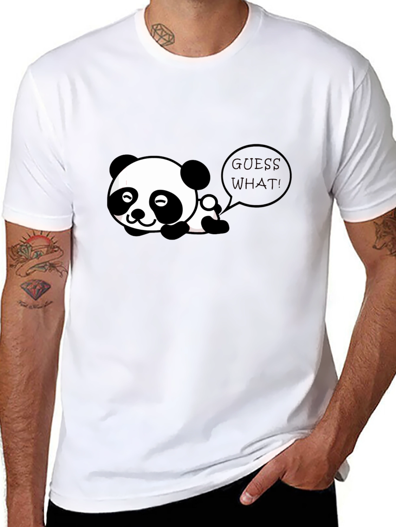 Cute Panda Guess What! Black T-Shirt