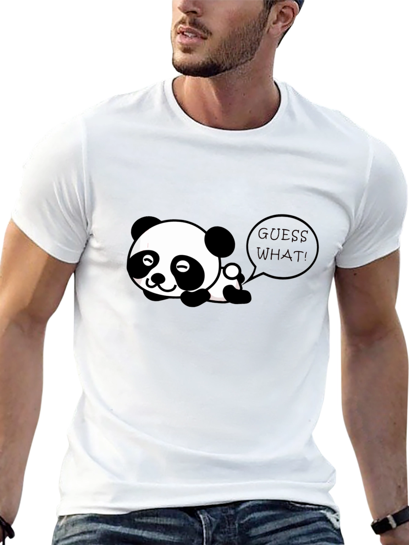 Cute Panda Guess What! Black T-Shirt
