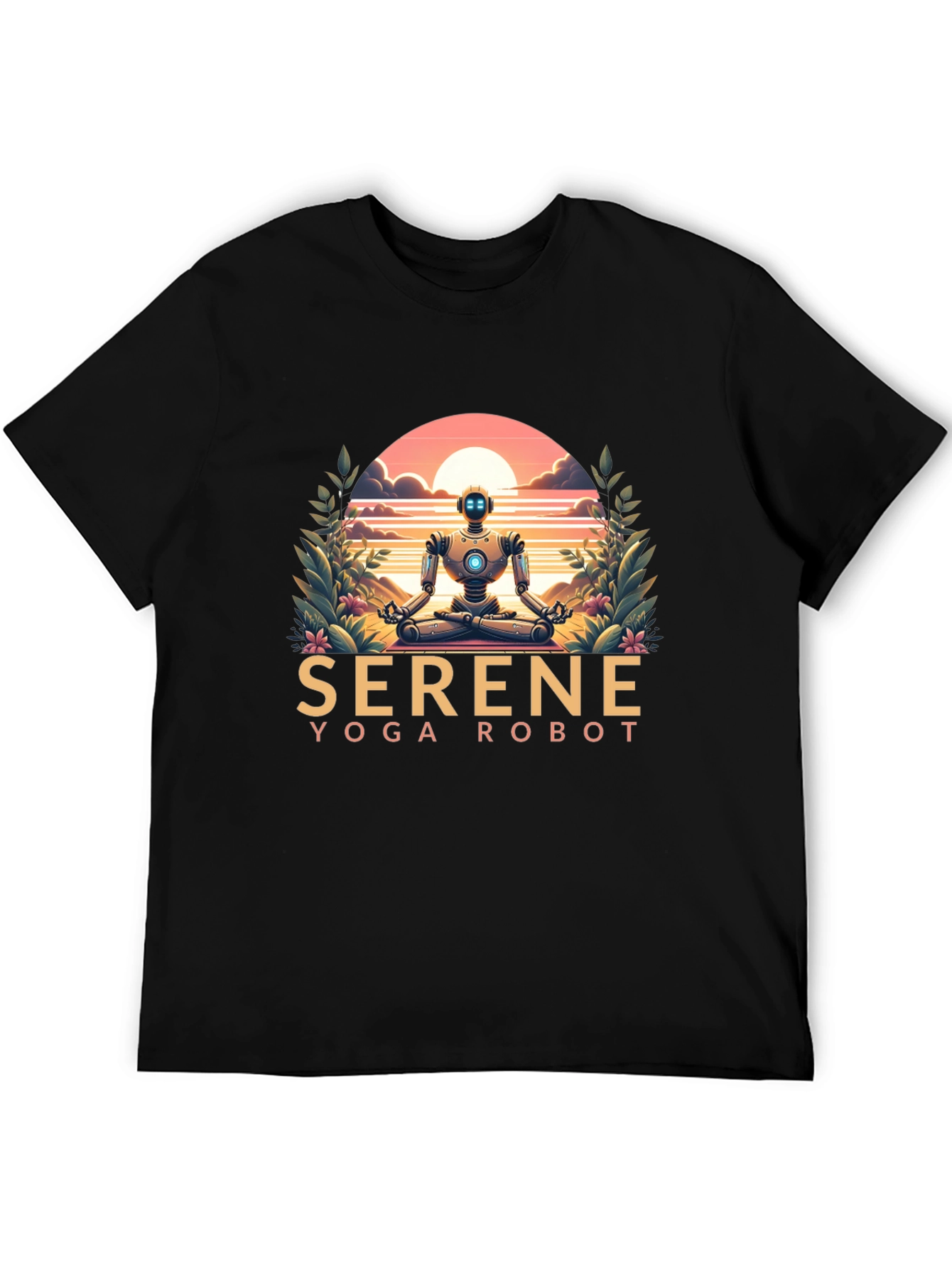 Serene Yoga Robot Graphic Tee