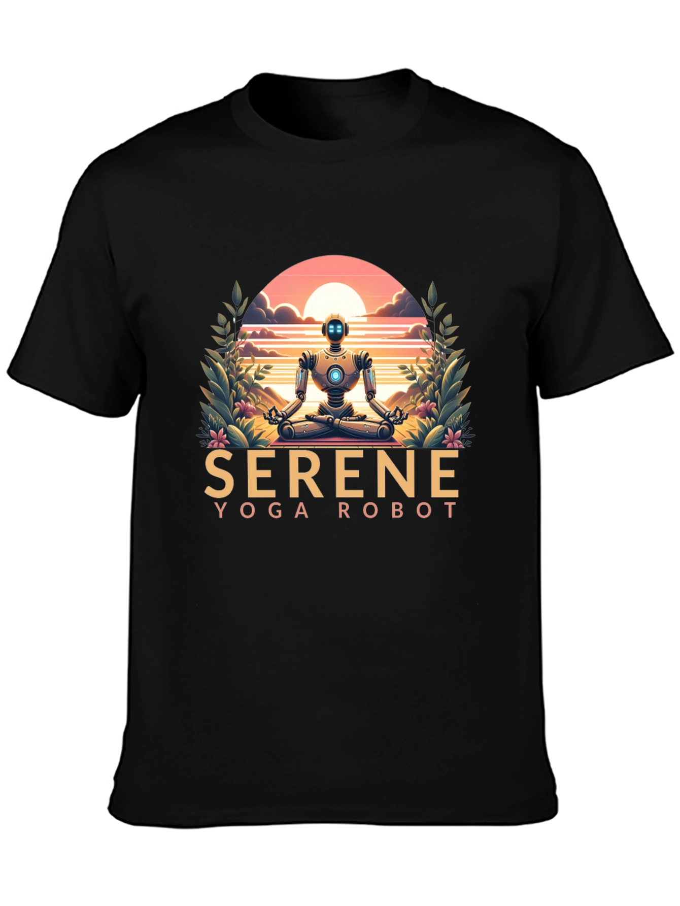 Serene Yoga Robot Graphic Tee