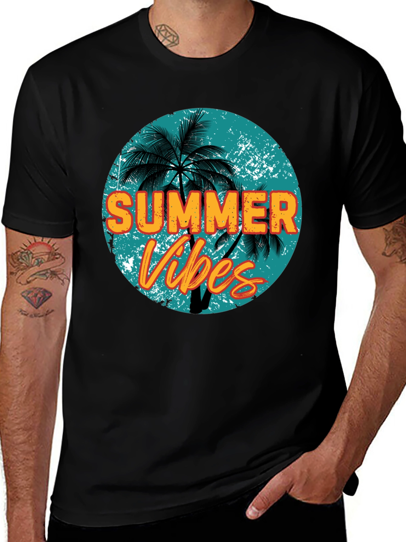 Summer Vibes Graphic Tee - Mens Black T-Shirt