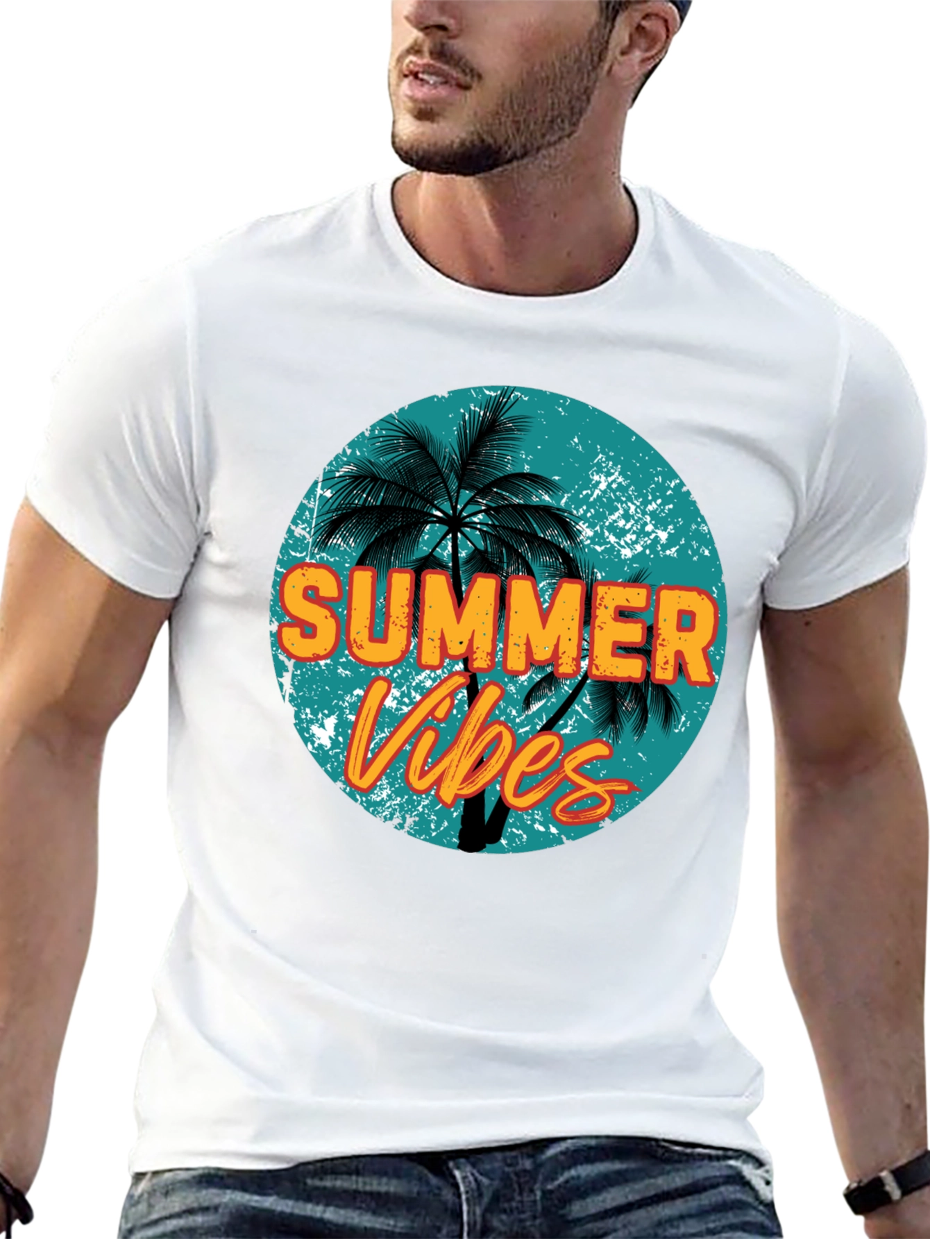 Summer Vibes Graphic Tee - Mens Black T-Shirt