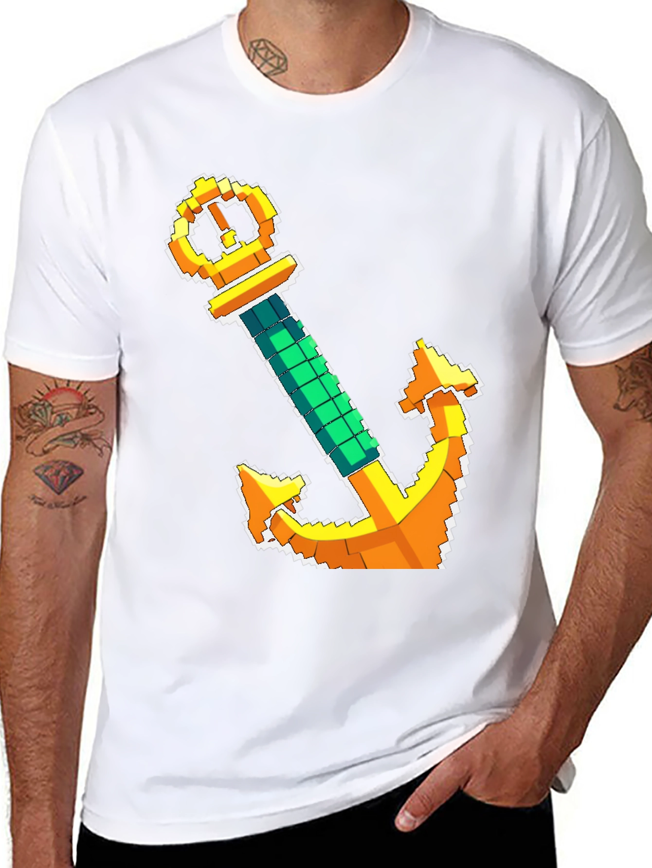 Pixel Anchor T-Shirt - Nautical Design