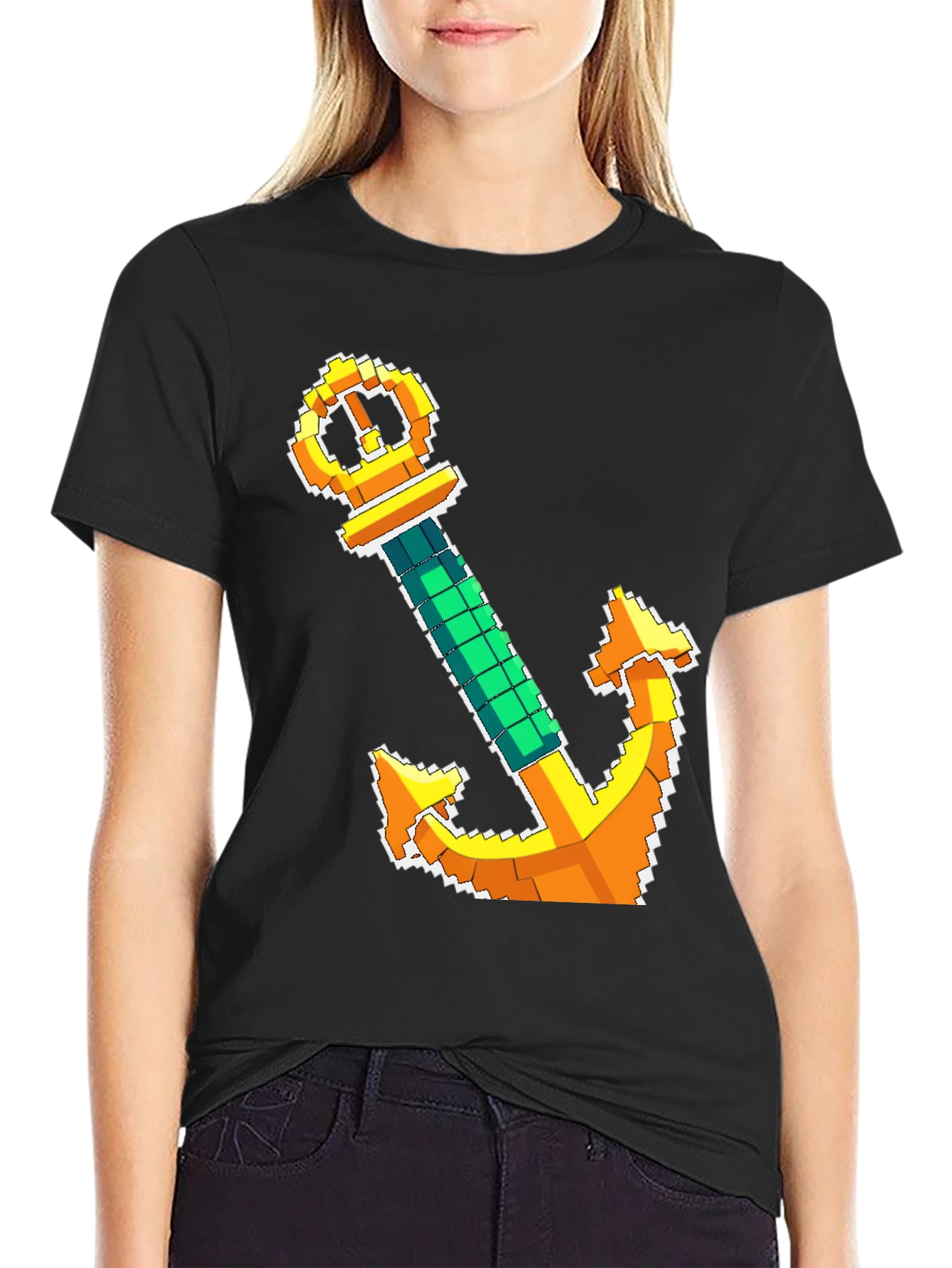 Pixel Anchor T-Shirt - Nautical Design