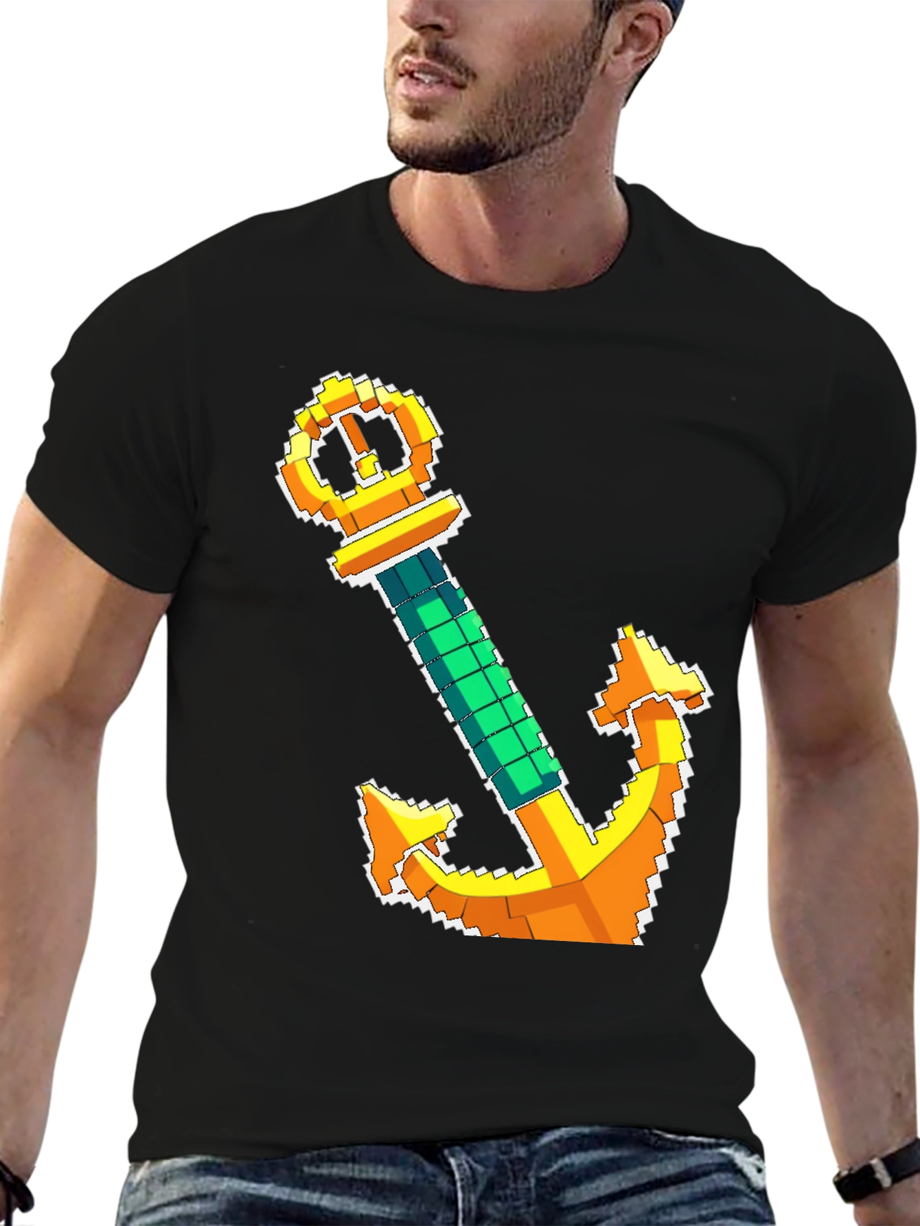 Pixel Anchor T-Shirt - Nautical Design
