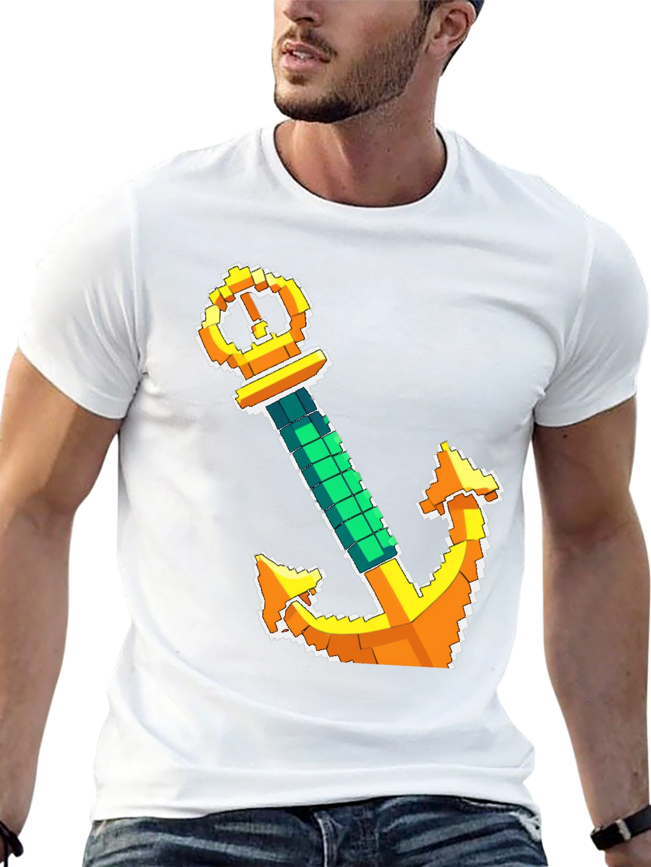 Pixel Anchor T-Shirt - Nautical Design