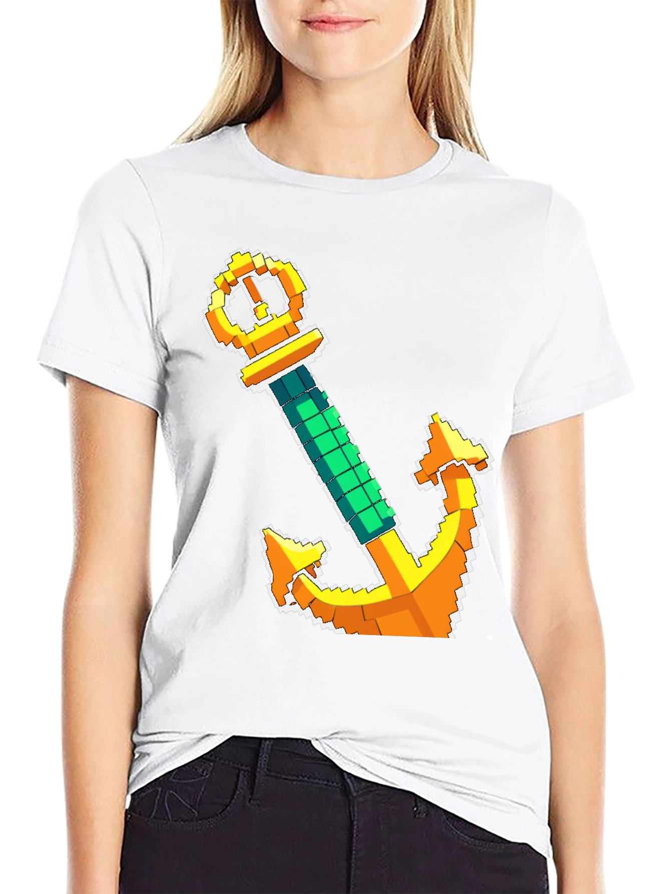 Pixel Anchor T-Shirt - Nautical Design