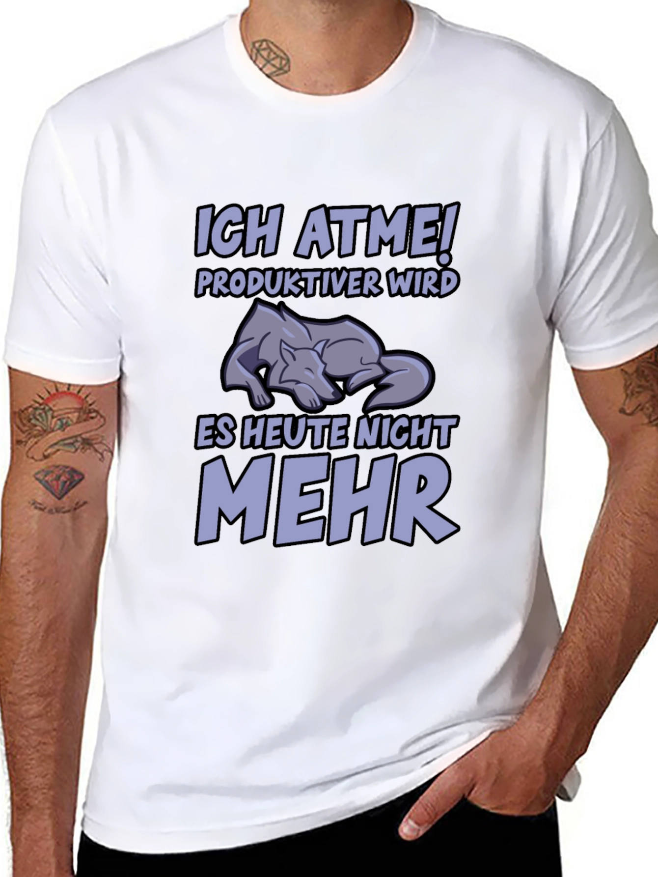 Funny German Wolf T-Shirt - Ich Atme!