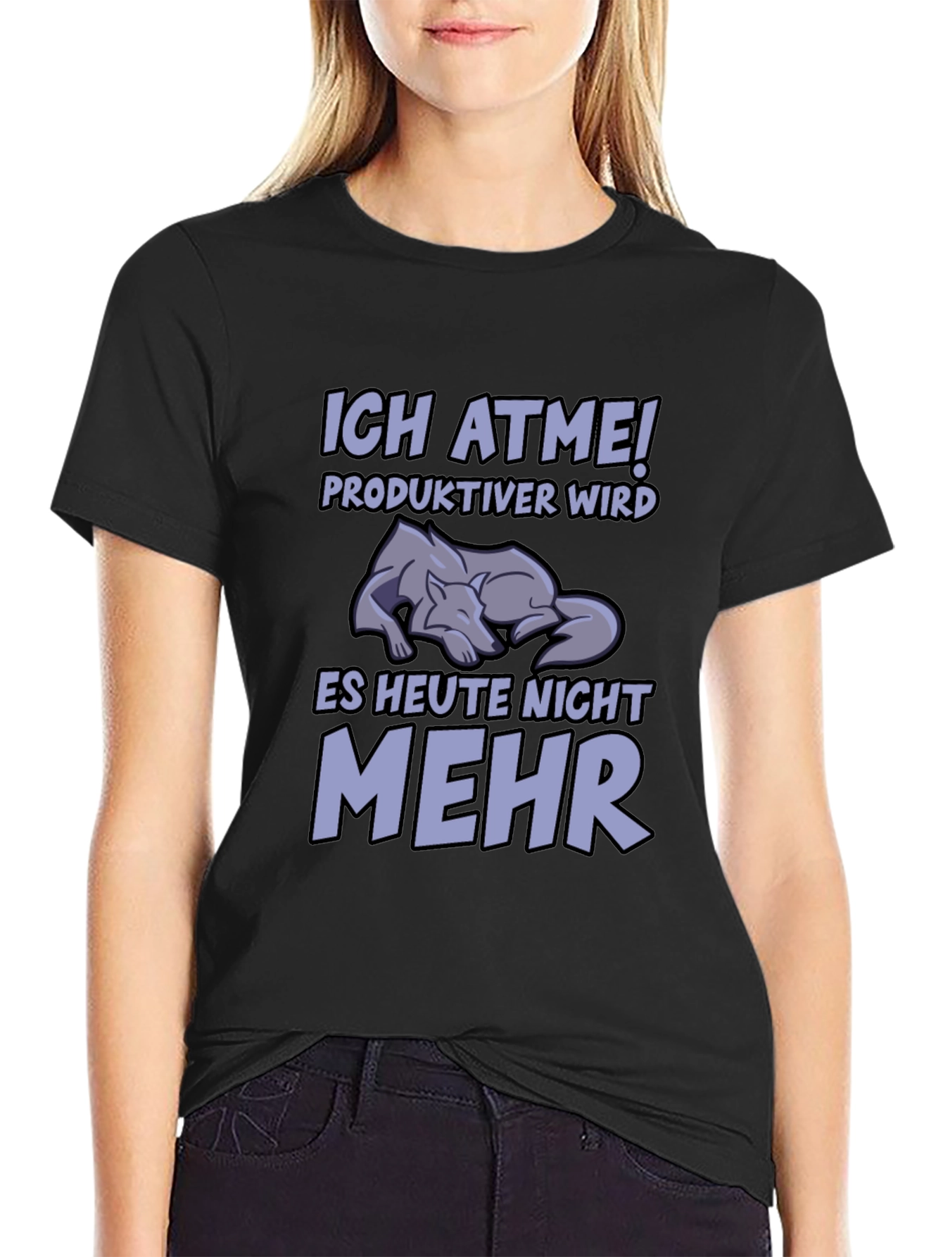 Funny German Wolf T-Shirt - Ich Atme!