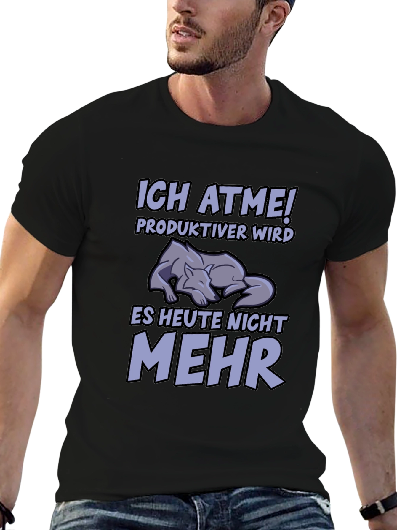 Funny German Wolf T-Shirt - Ich Atme!