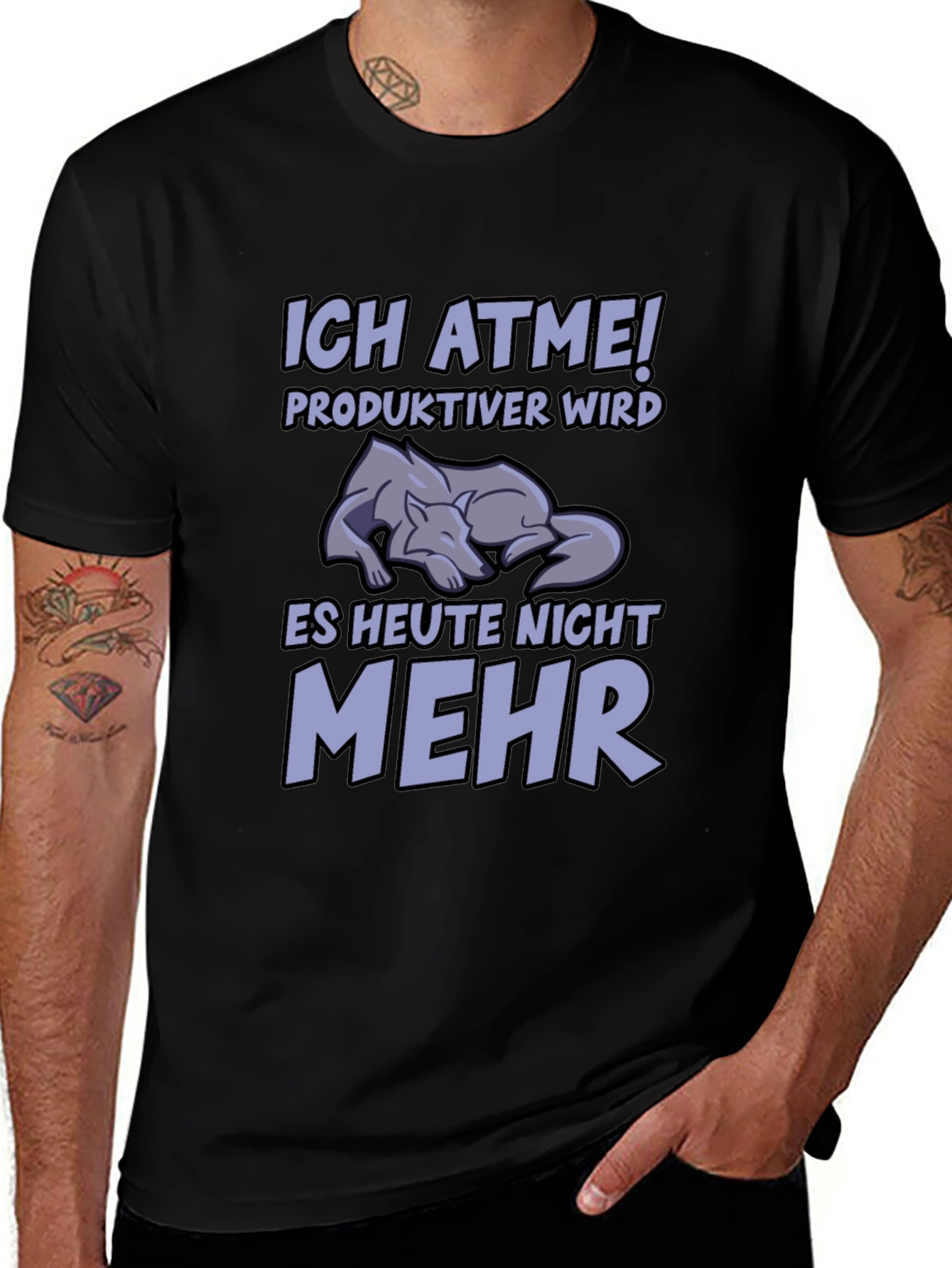 Funny German Wolf T-Shirt - Ich Atme!