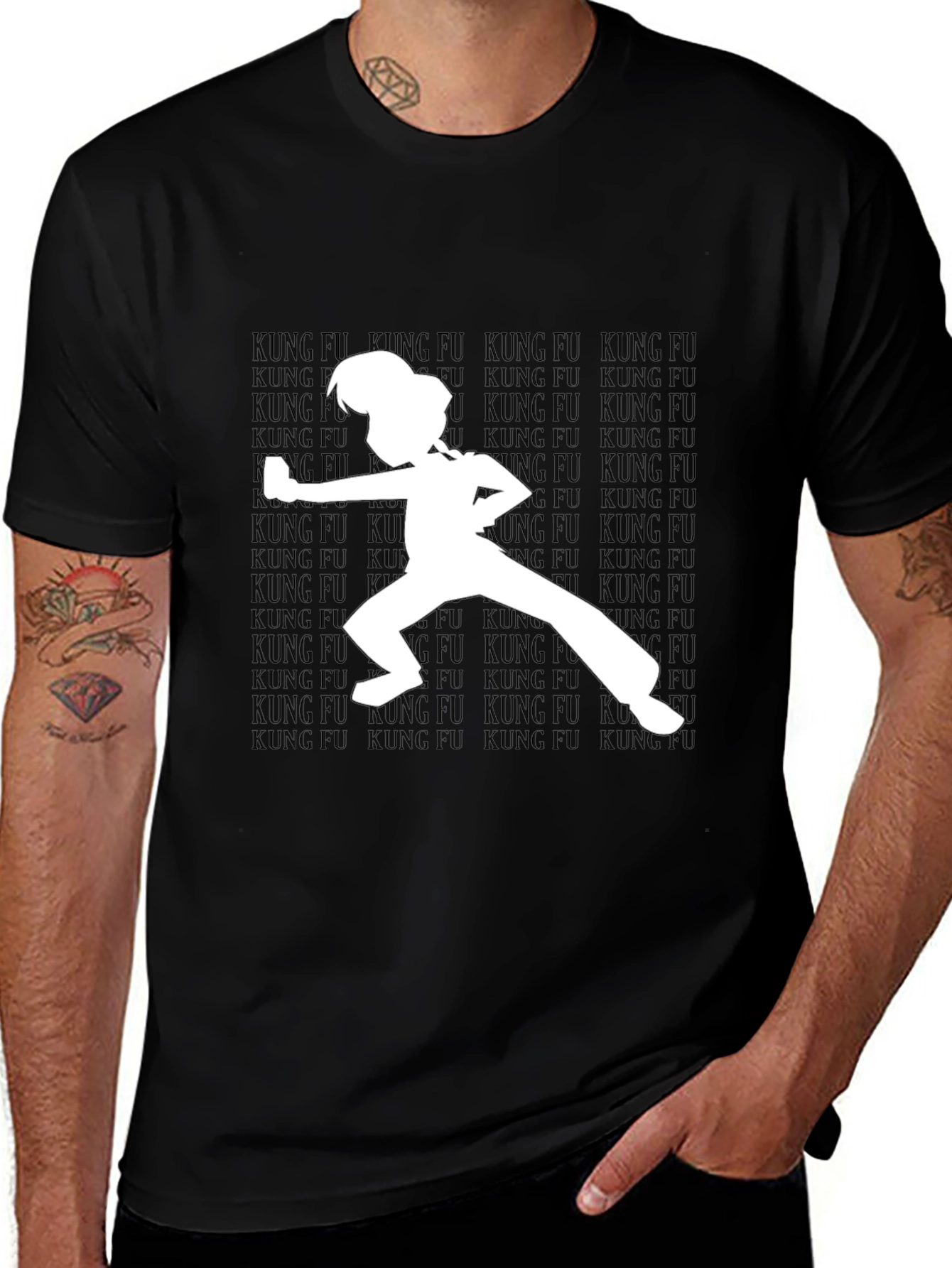 Kung Fu Silhouette T-Shirt - Black