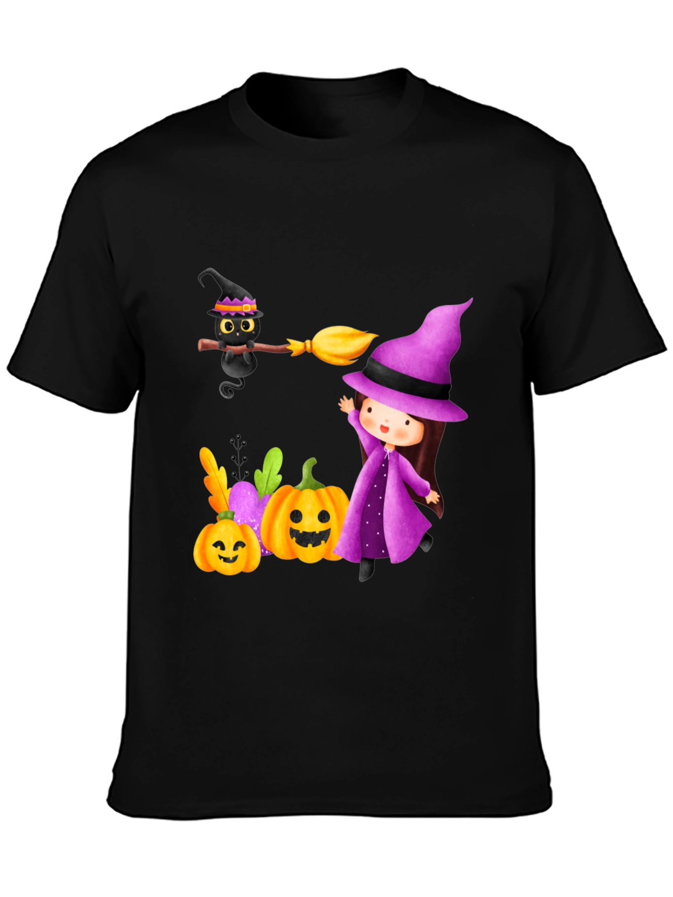 Halloween Witch & Cat T-Shirt