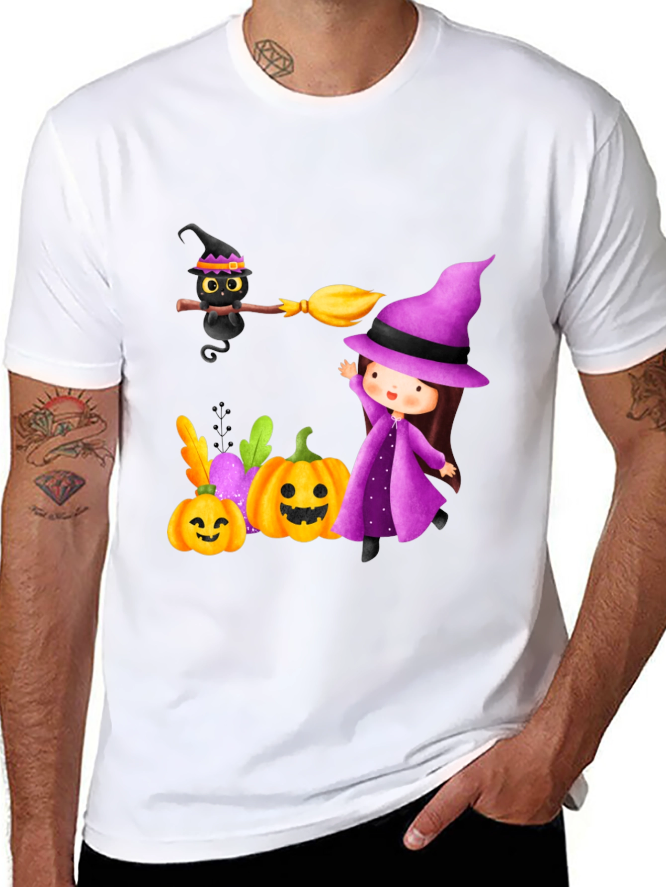 Halloween Witch & Cat T-Shirt