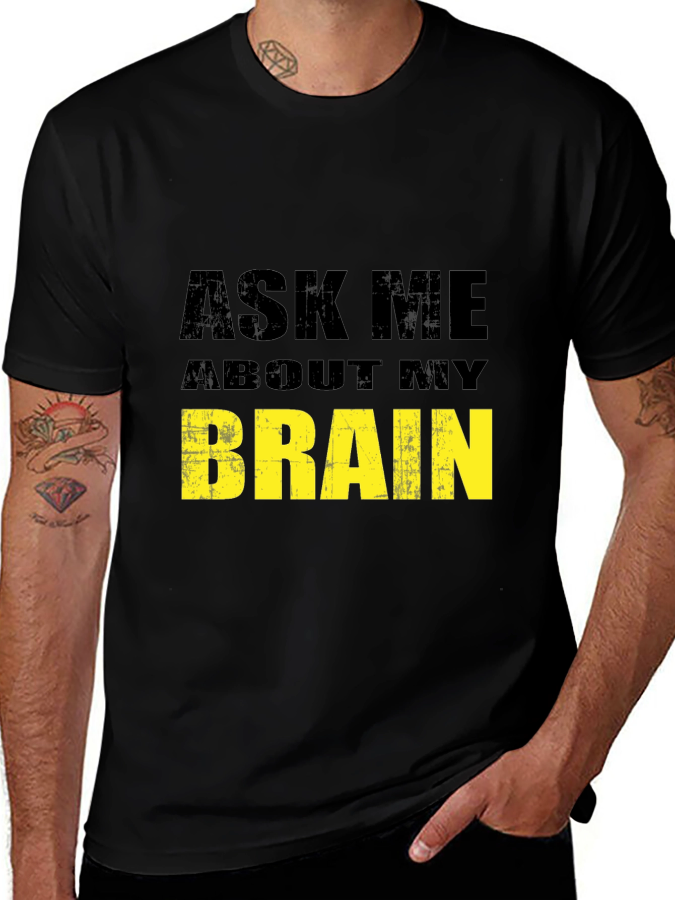 Ask Me About My Brain Black T-Shirt