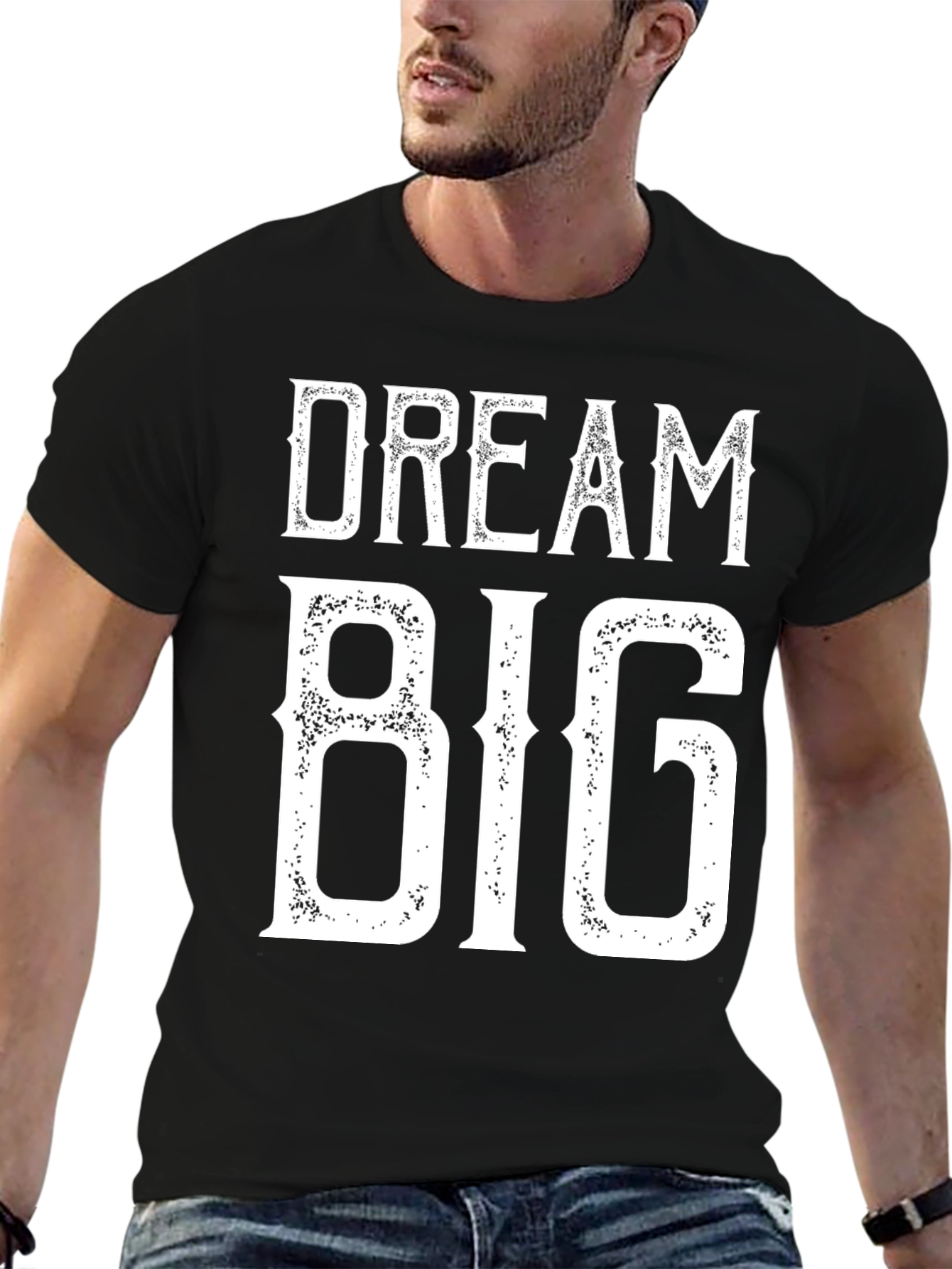 Dream Big Graphic Tee - Black Cotton T-Shirt
