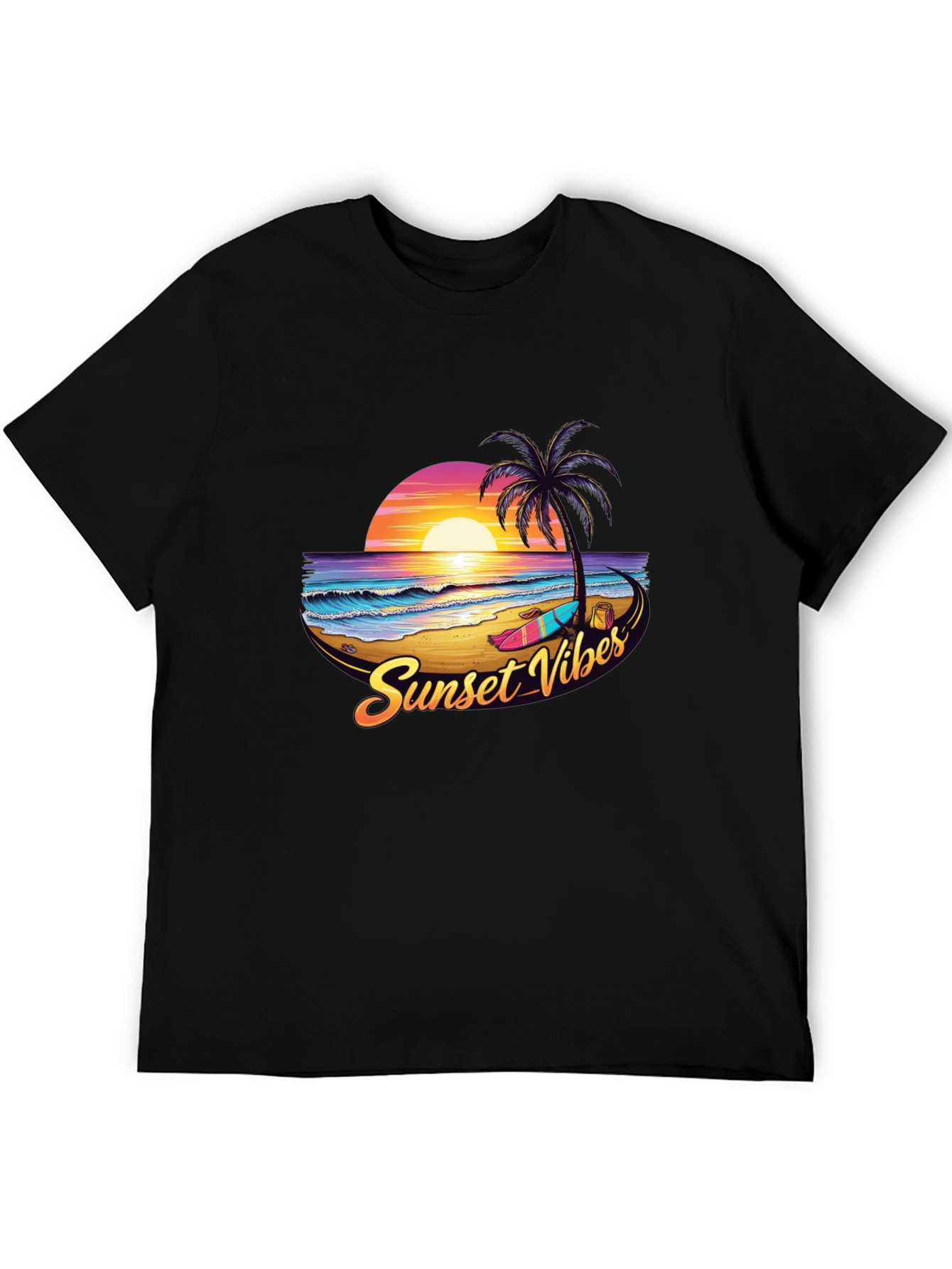 Sunset Vibes Graphic Tee - Black