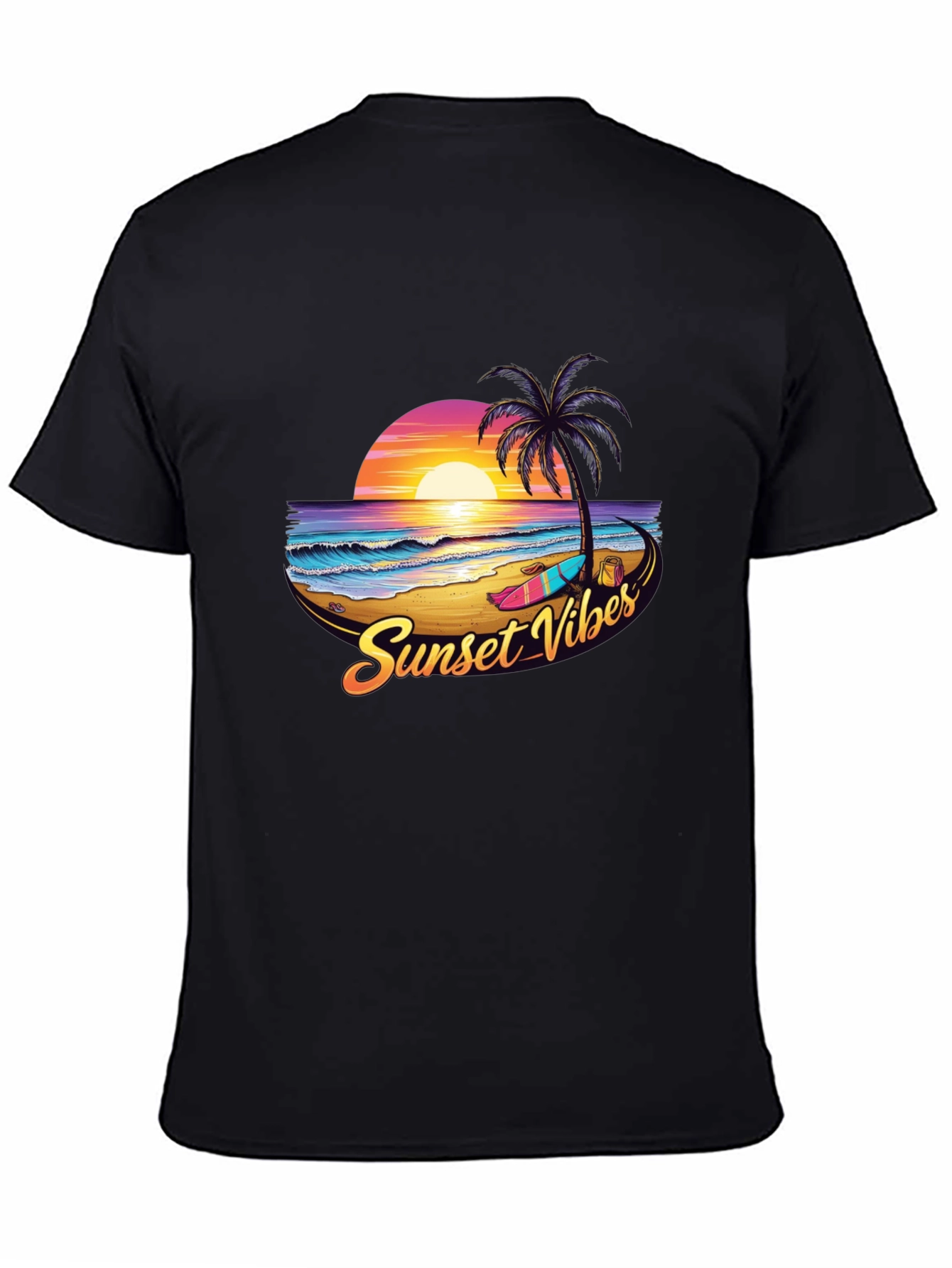 Sunset Vibes Graphic Tee - Black