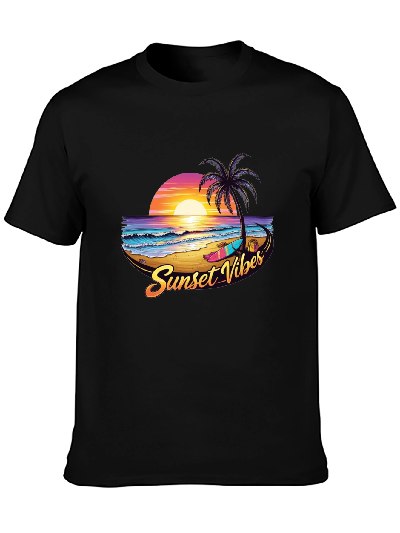 Sunset Vibes Graphic Tee - Black