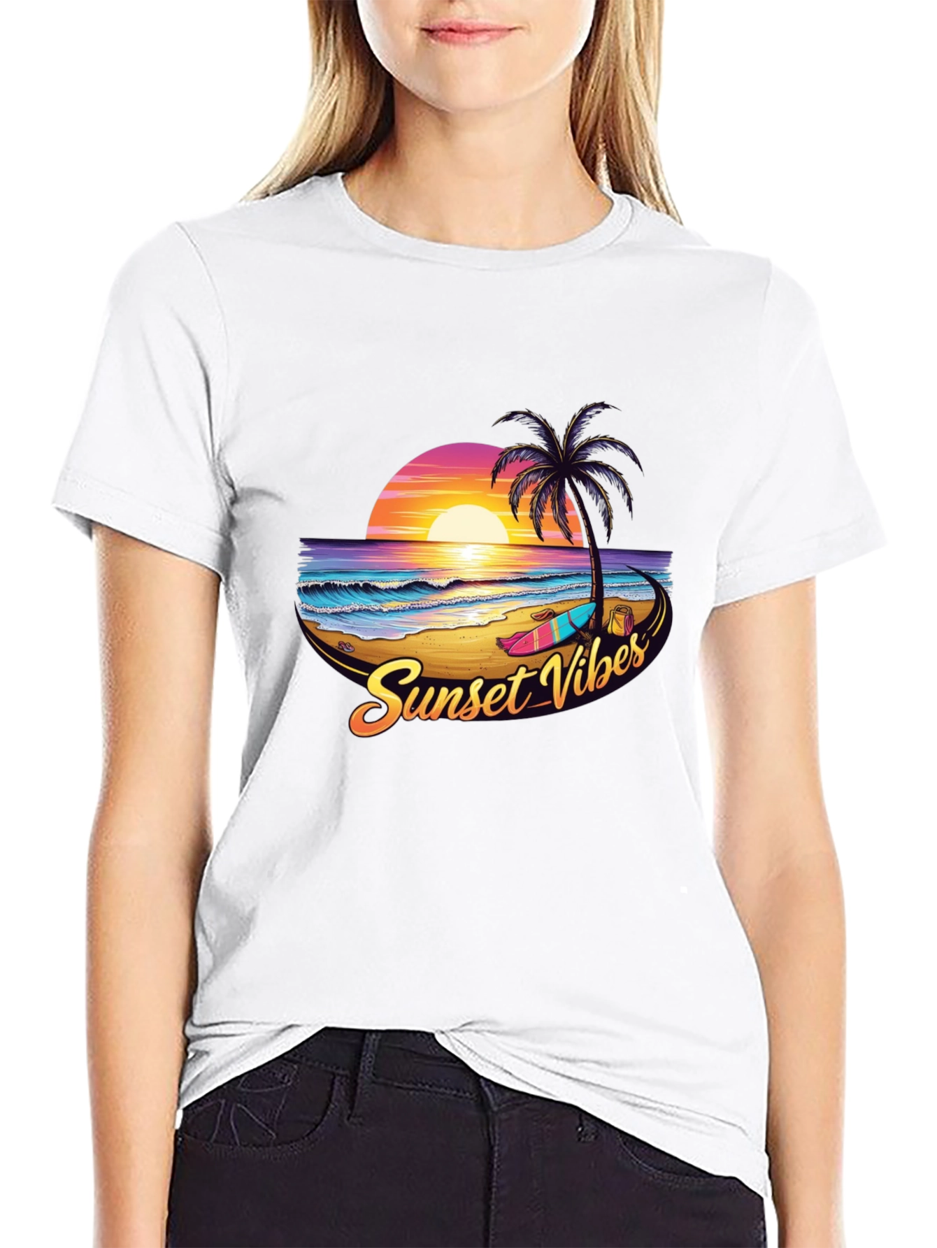 Sunset Vibes Graphic Tee - Black