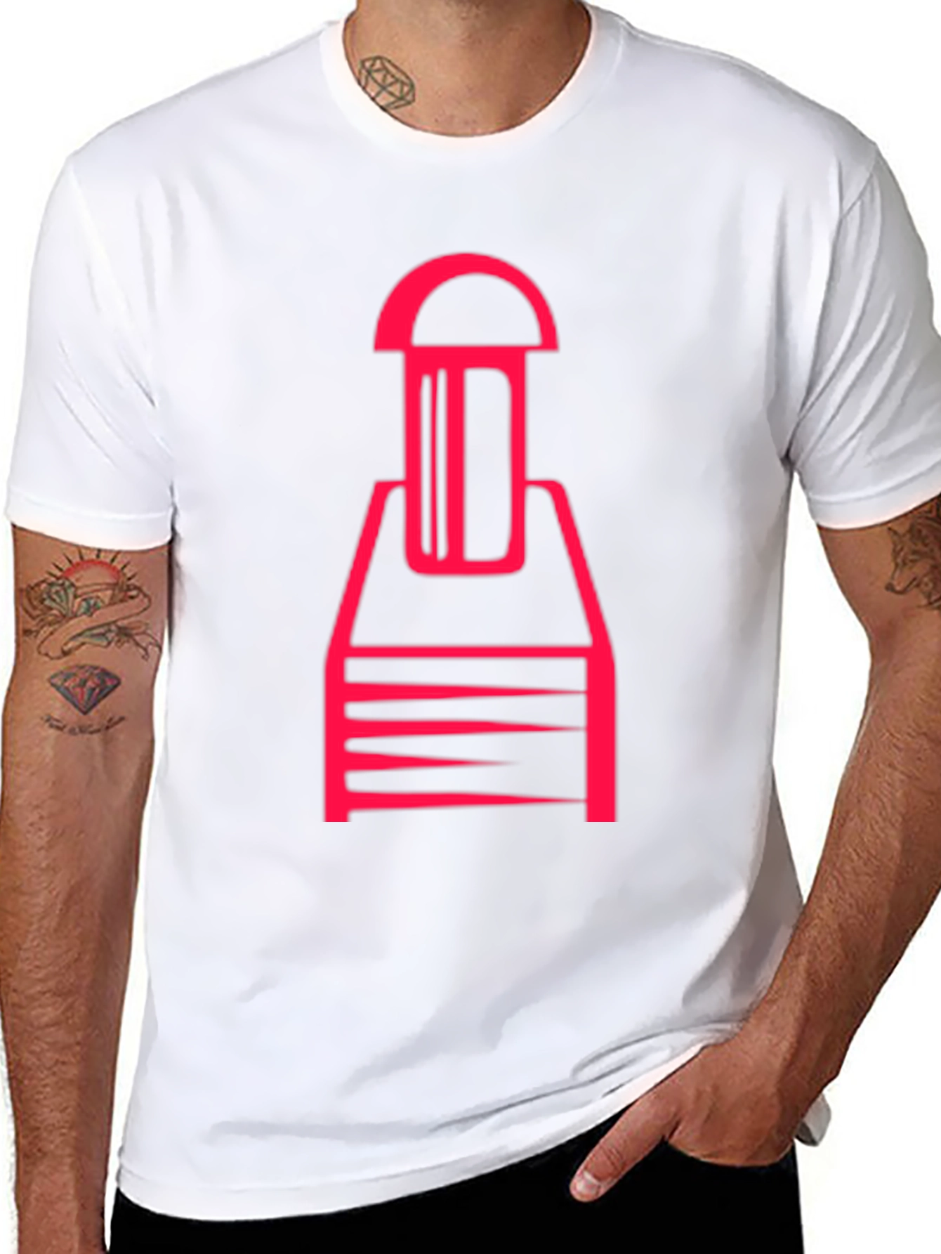Abstract Red Graphic Print Black T-Shirt