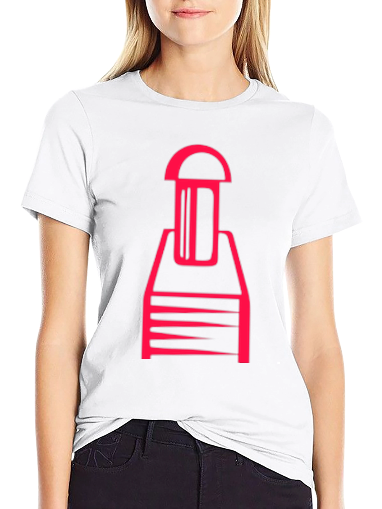 Abstract Red Graphic Print Black T-Shirt