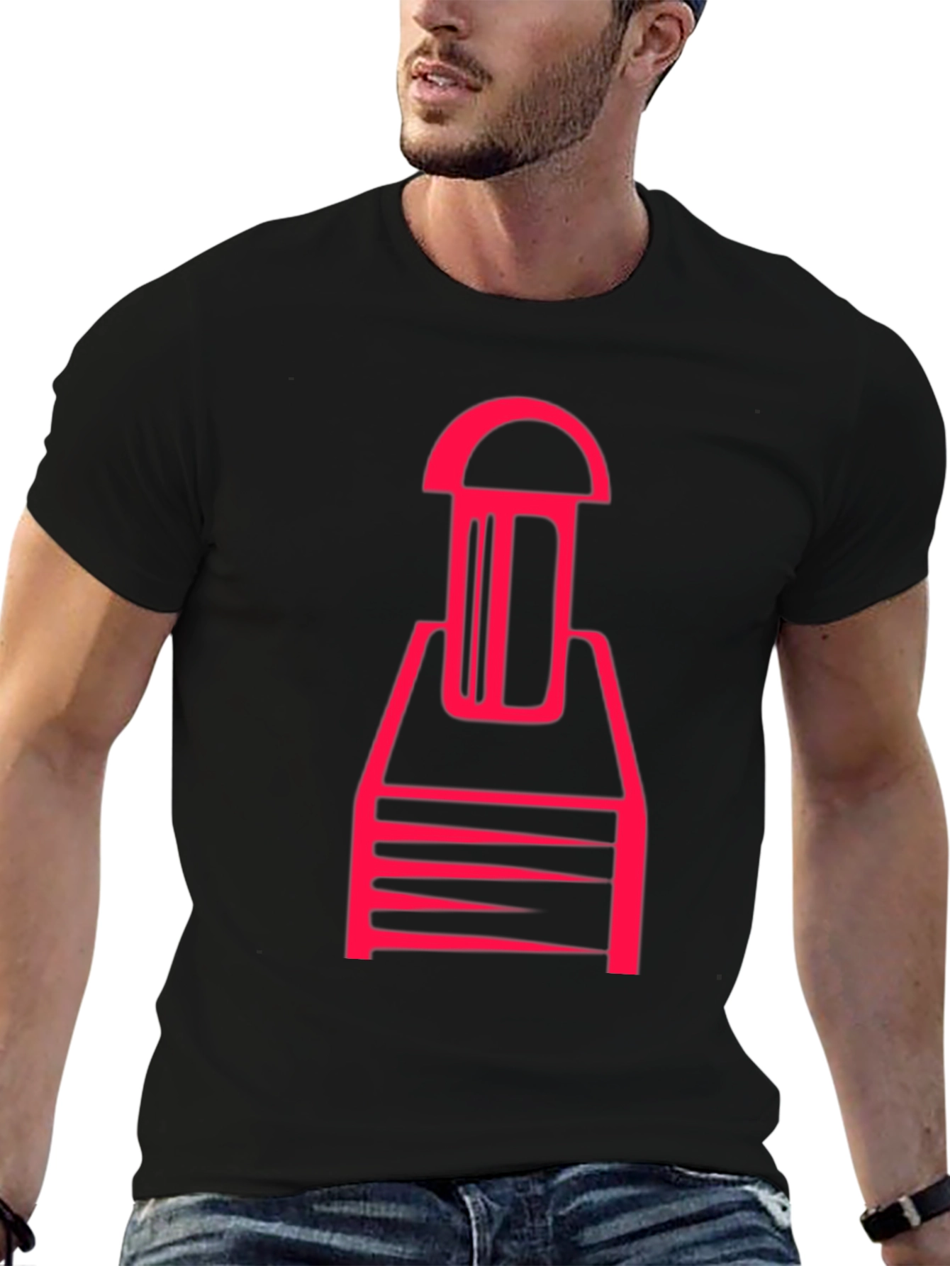 Abstract Red Graphic Print Black T-Shirt