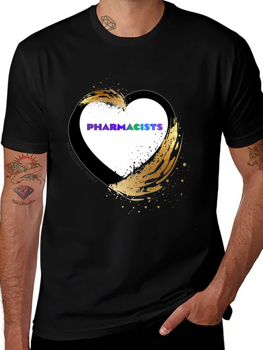 Pharmacists Heart T-Shirt - Golden Brushstroke Design