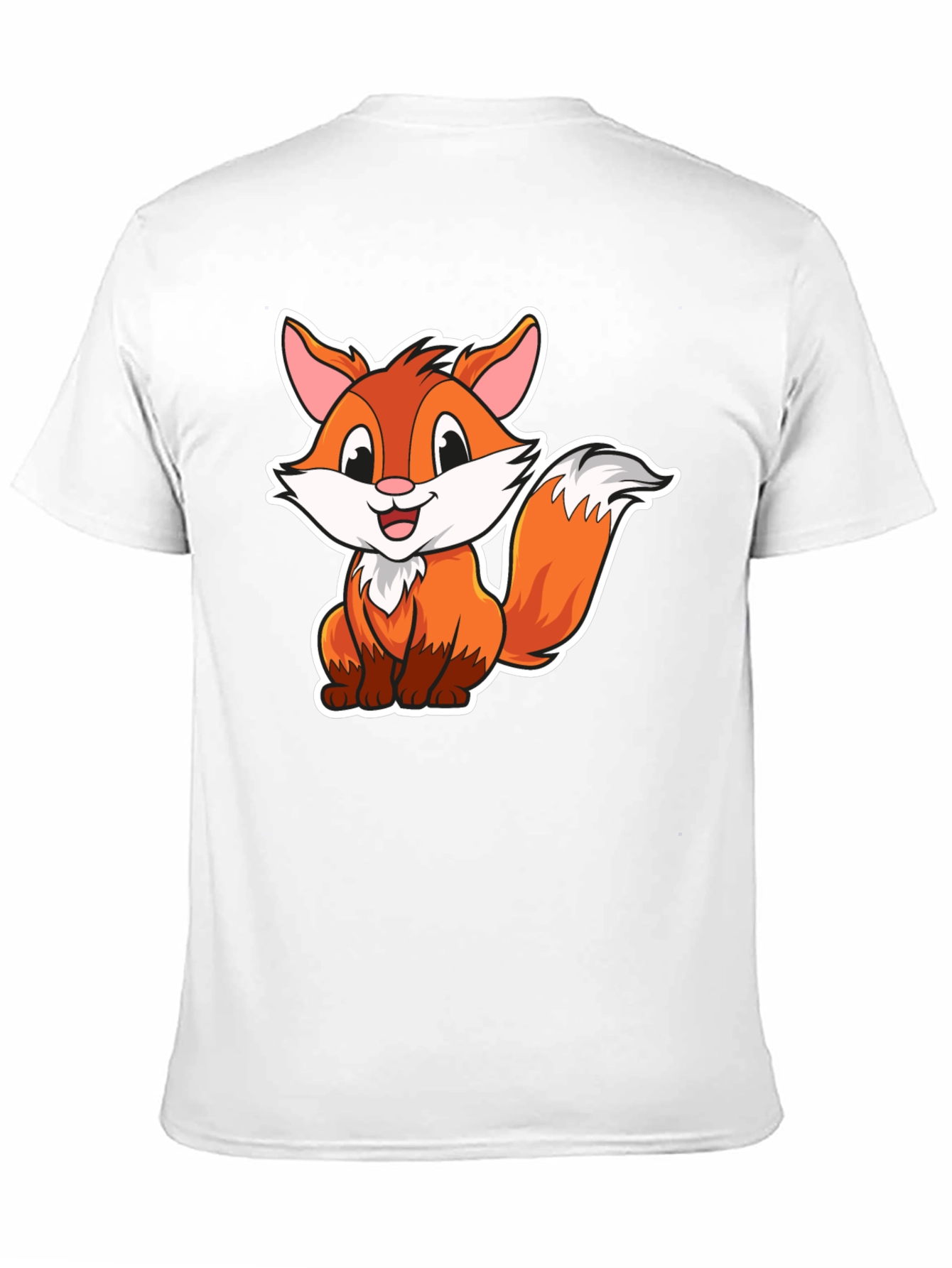 Cartoon Fox Graphic Tee - Black Cotton Blend T-Shirt