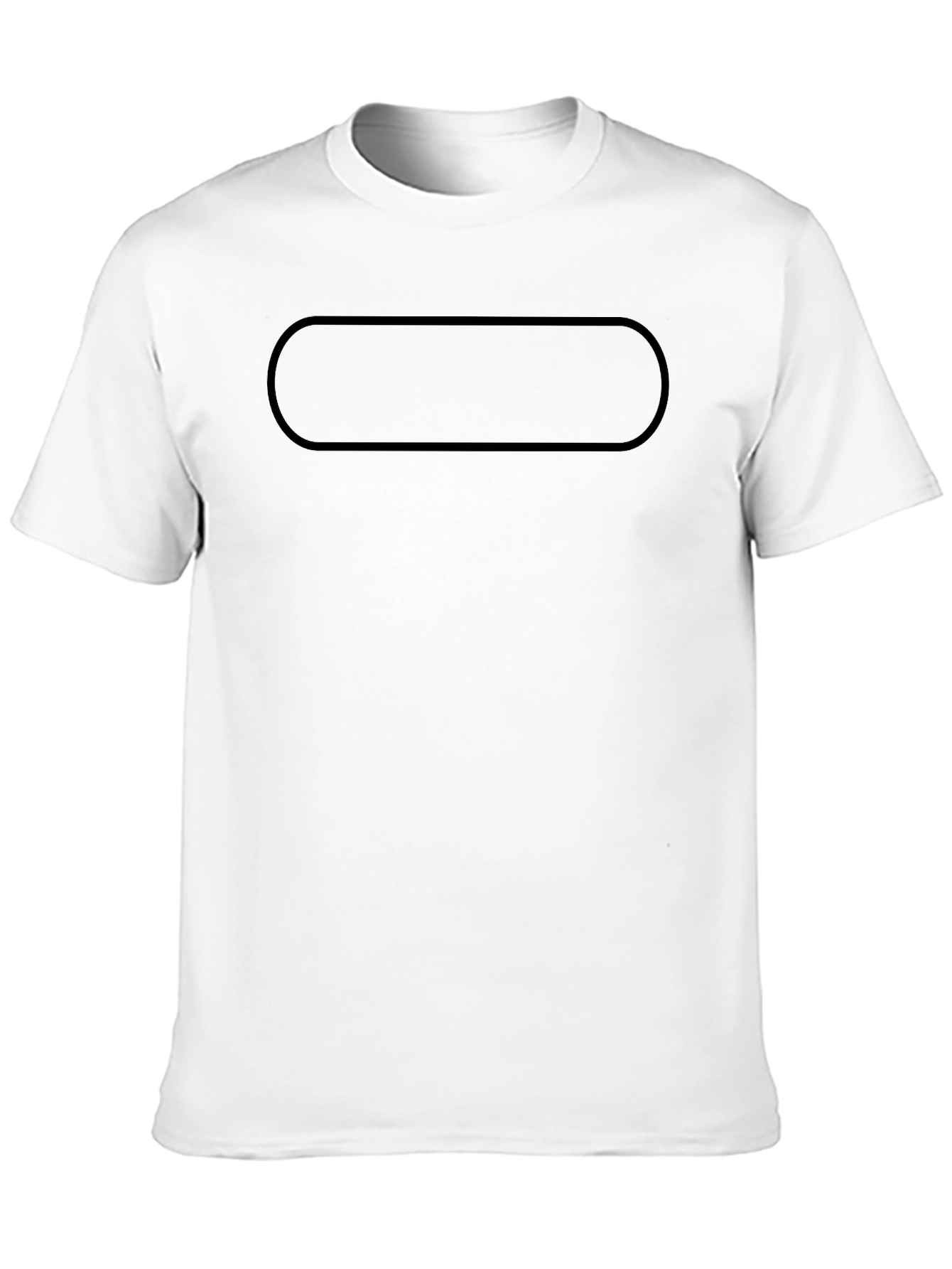 Mens Black Crew Neck T-Shirt with Rectangular Design
