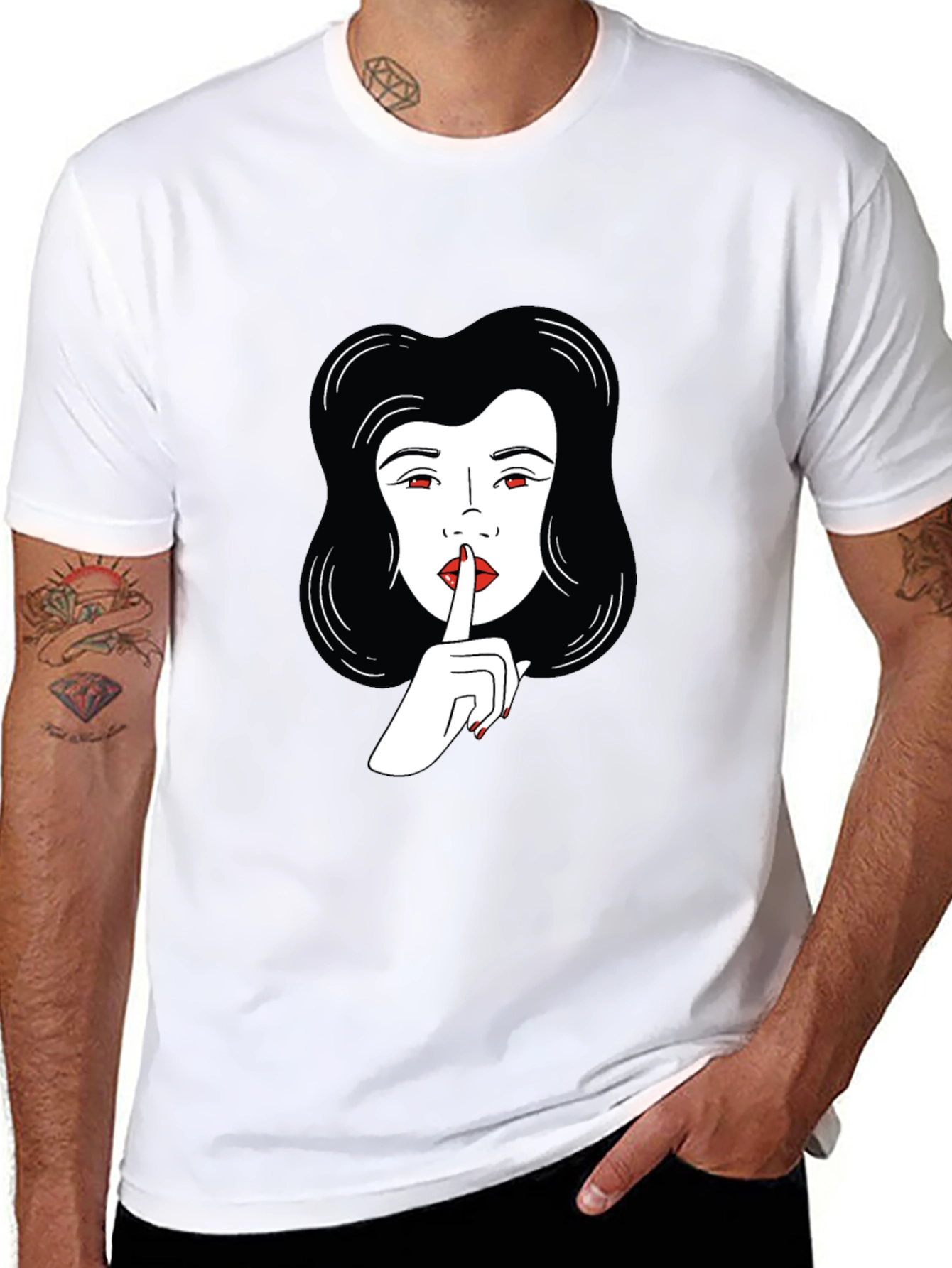 Shhh! Graphic Print Crewneck Tee