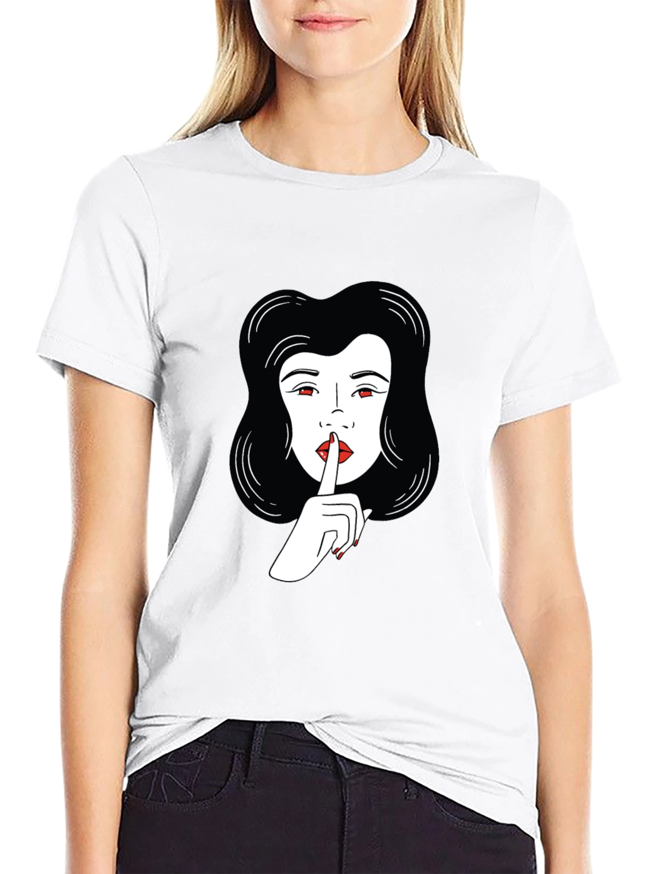 Shhh! Graphic Print Crewneck Tee