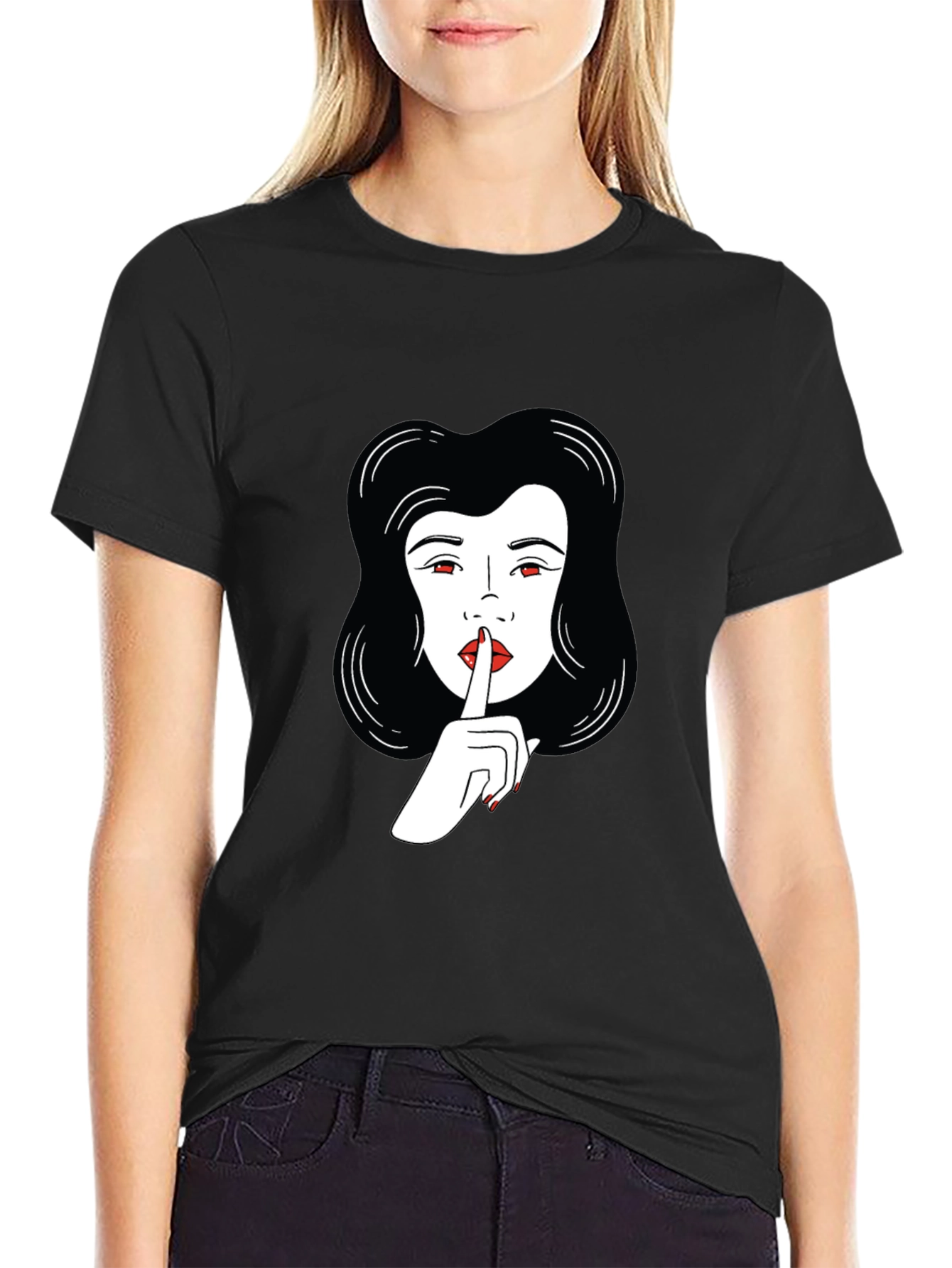Shhh! Graphic Print Crewneck Tee