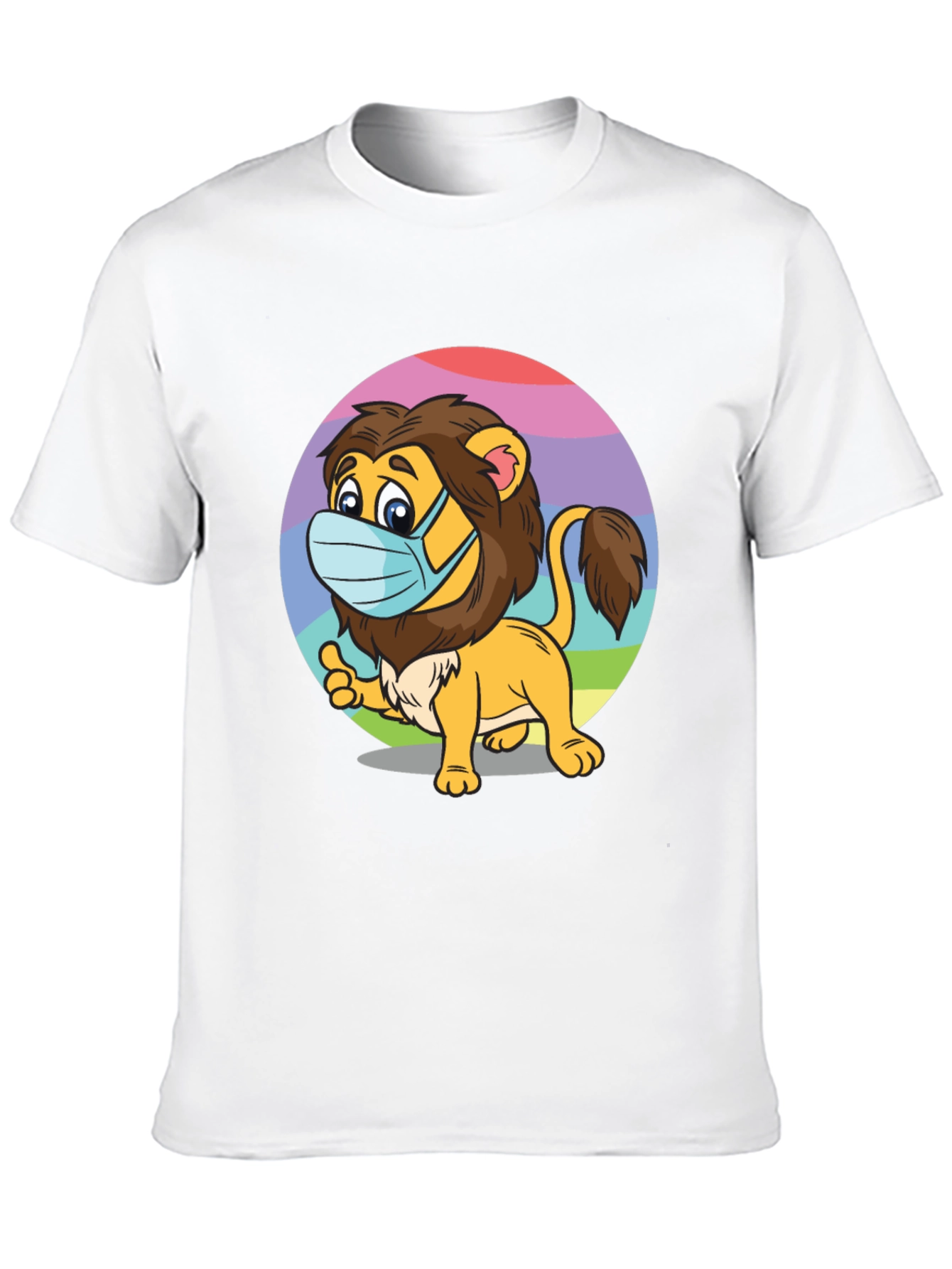 Lion Wearing Mask Black T-Shirt