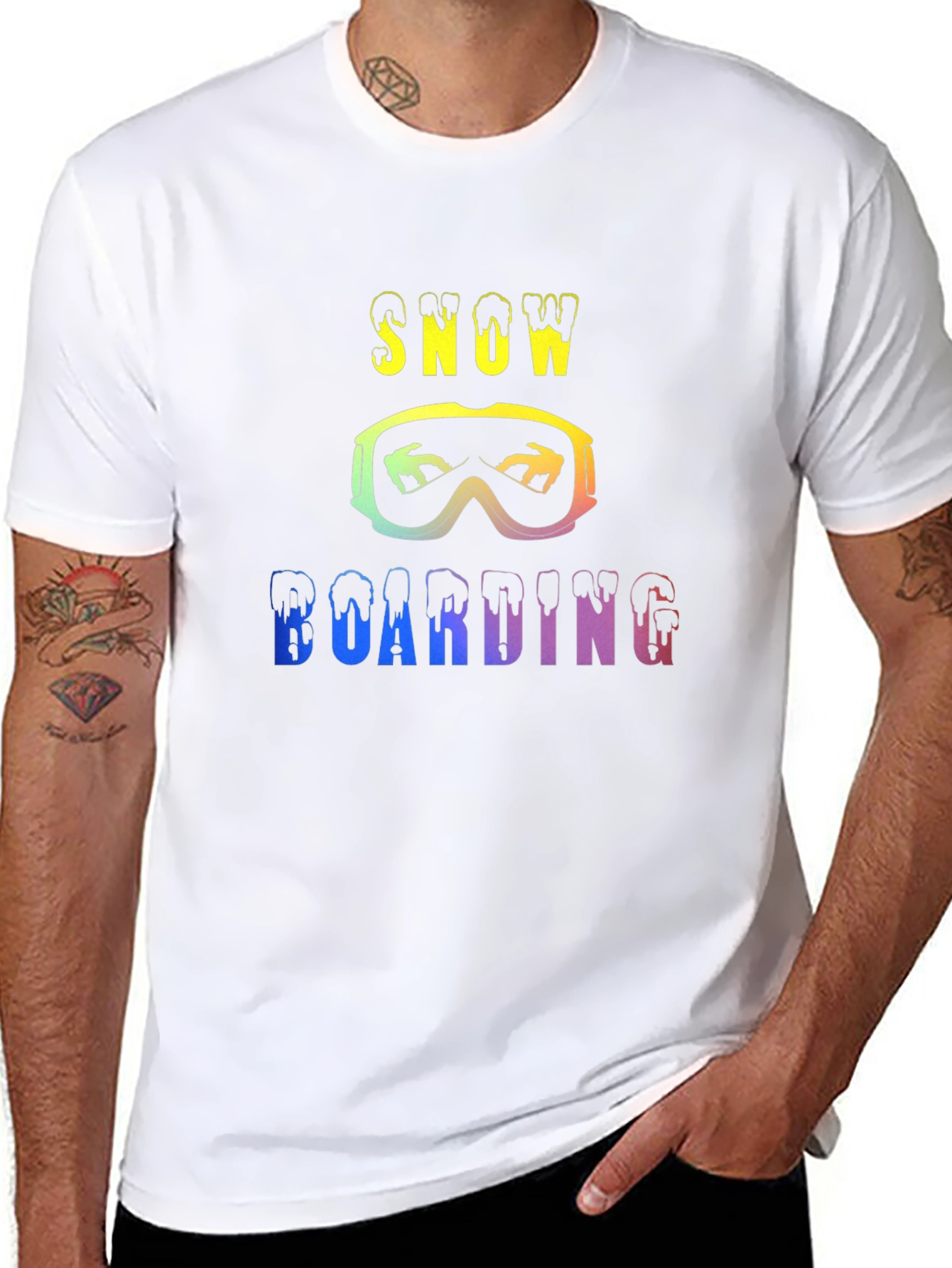 Rainbow Snowboarding Graphic T-Shirt