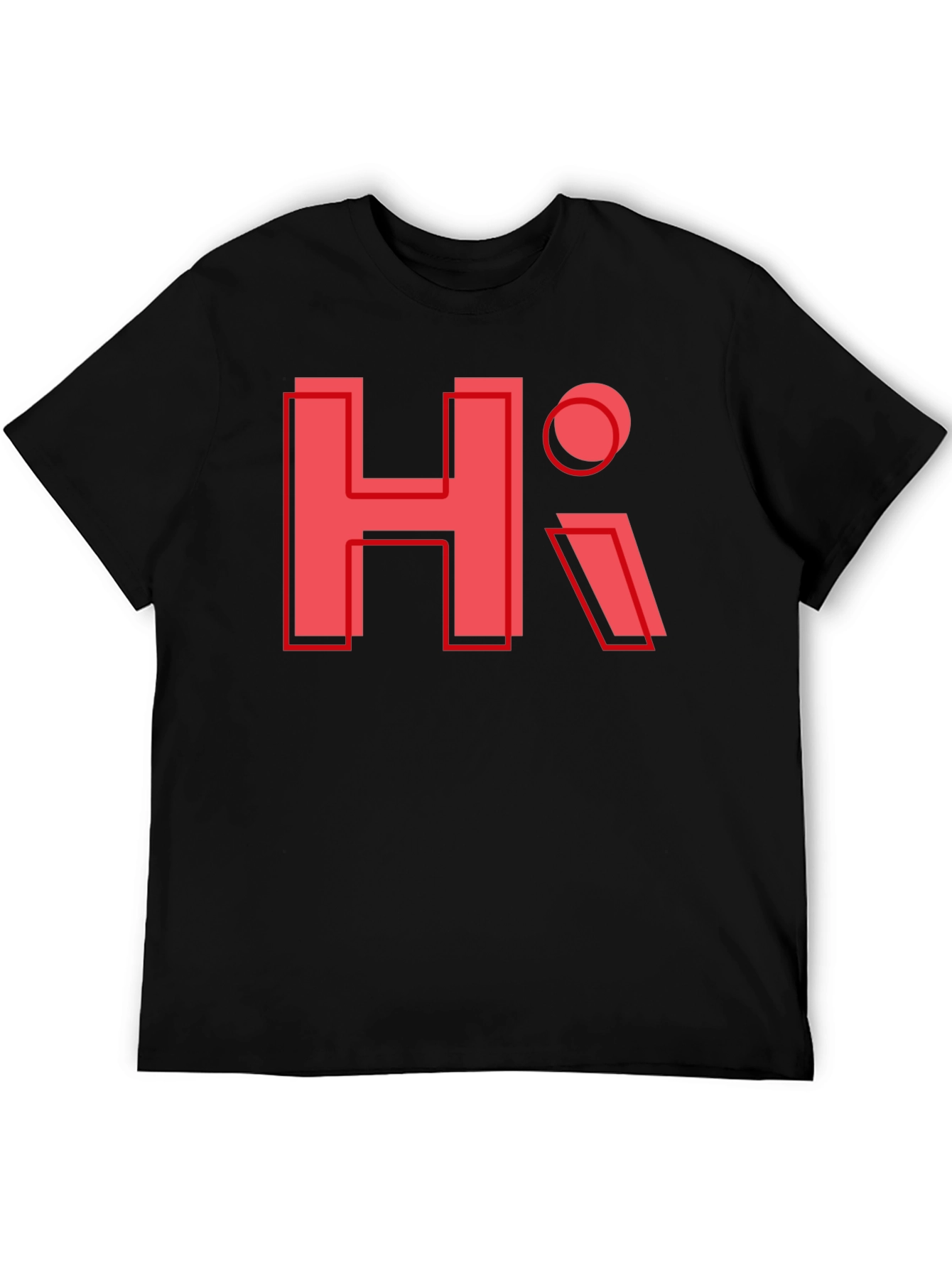 Trendy HI Graphic Tee - Black Casual T-Shirt
