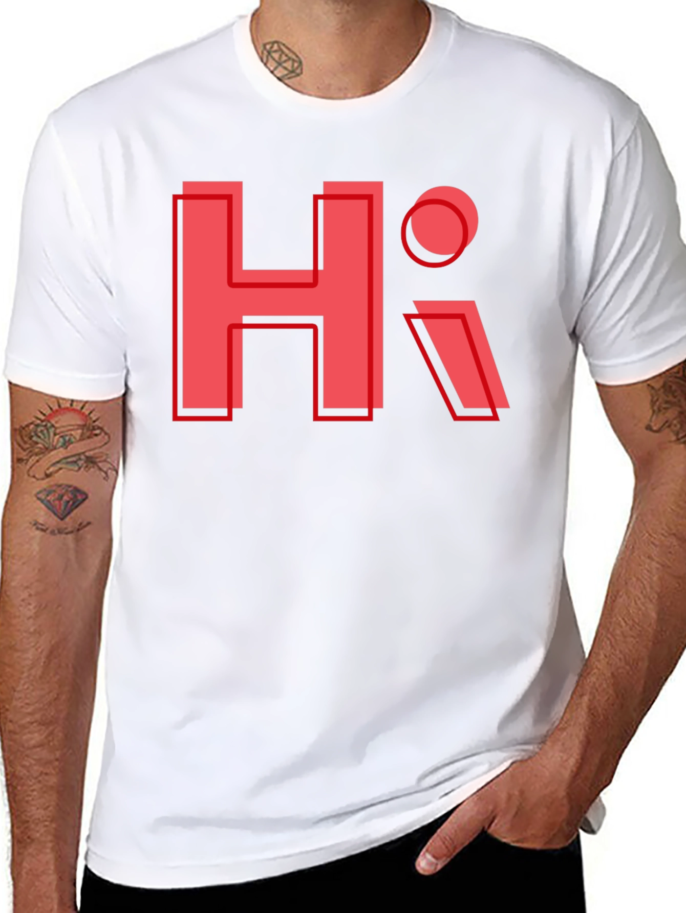 Trendy HI Graphic Tee - Black Casual T-Shirt