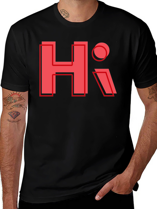 Trendy HI Graphic Tee - Black Casual T-Shirt
