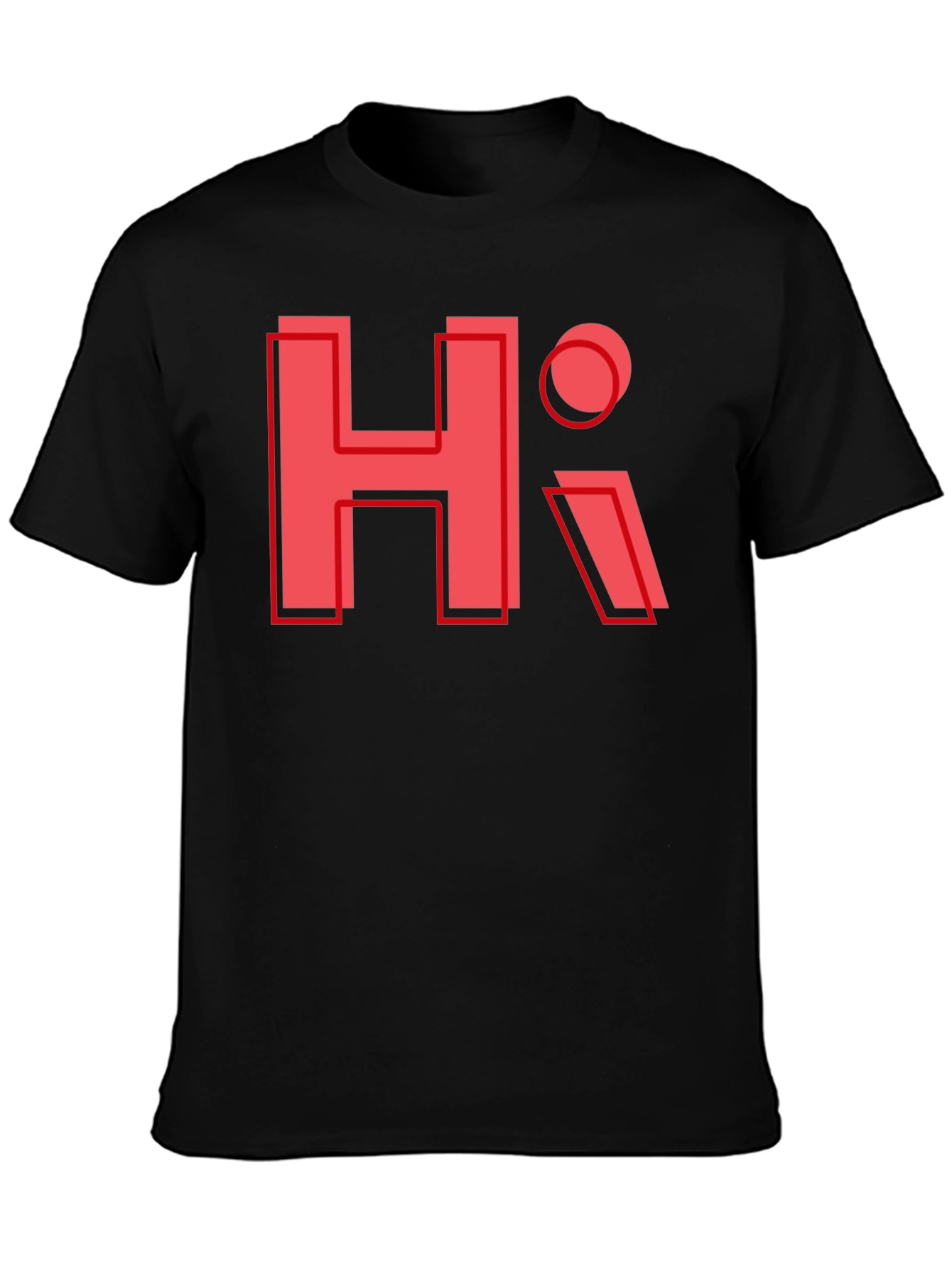 Trendy HI Graphic Tee - Black Casual T-Shirt