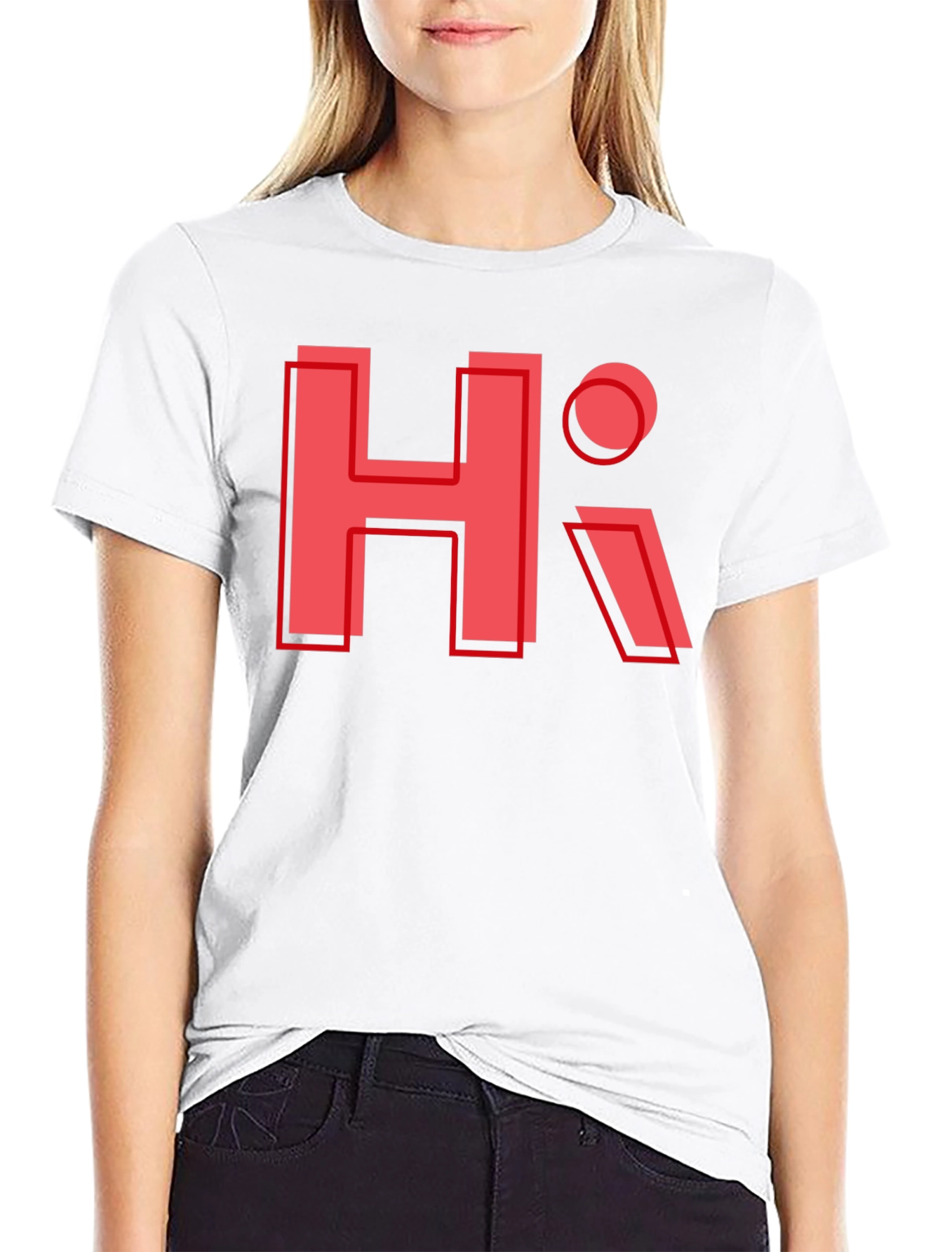 Trendy HI Graphic Tee - Black Casual T-Shirt