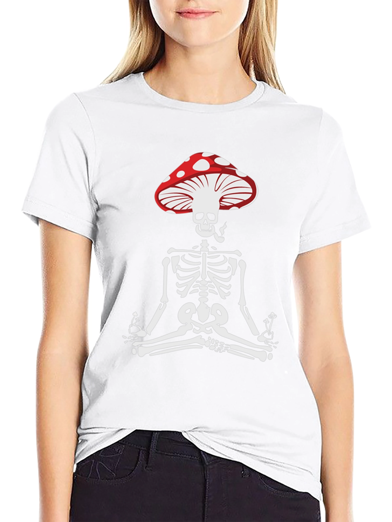 Mushroom Skull Tee - Meditating Skeleton T-Shirt