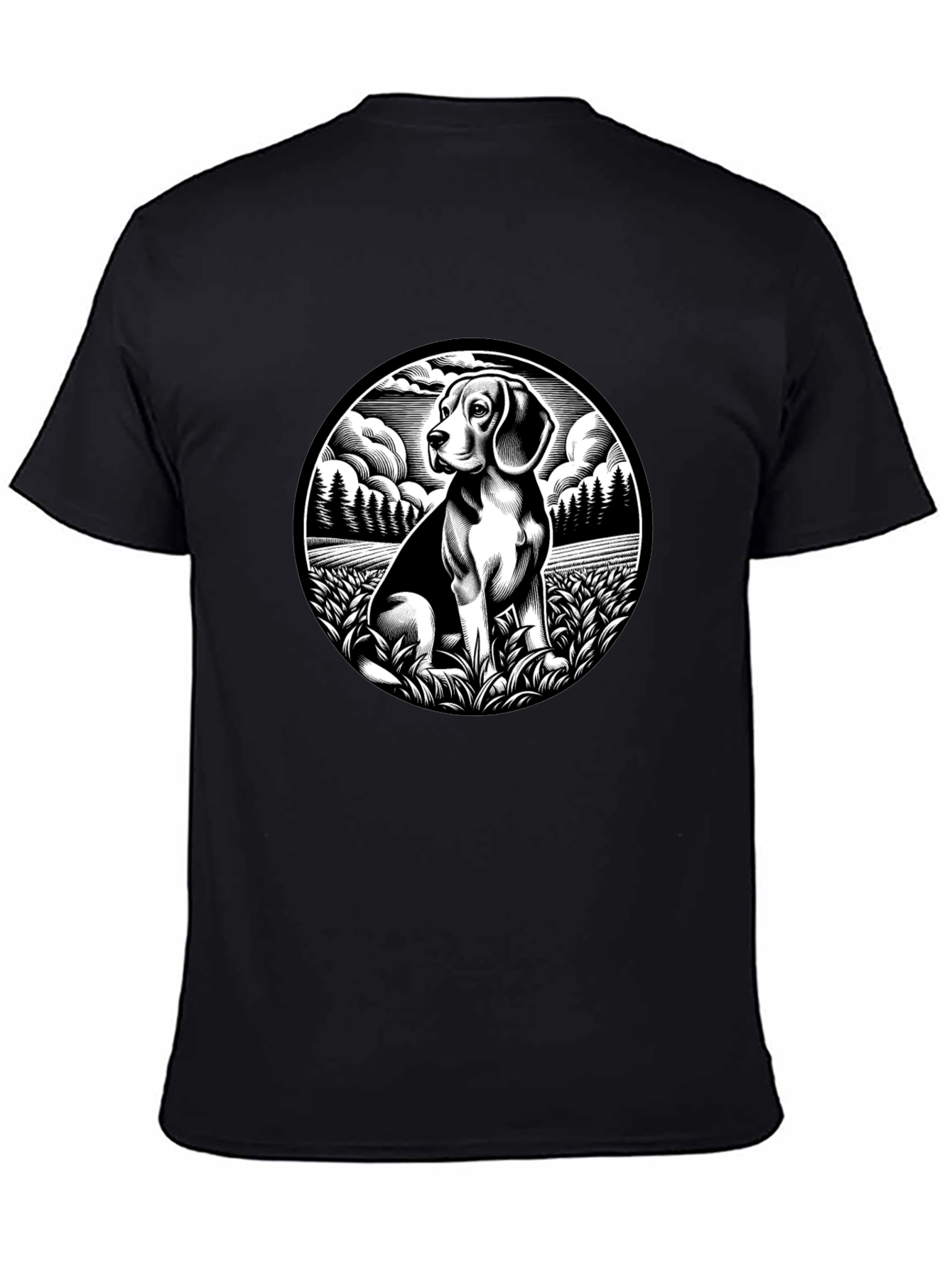 Beagle Dog Graphic Print Black T-Shirt