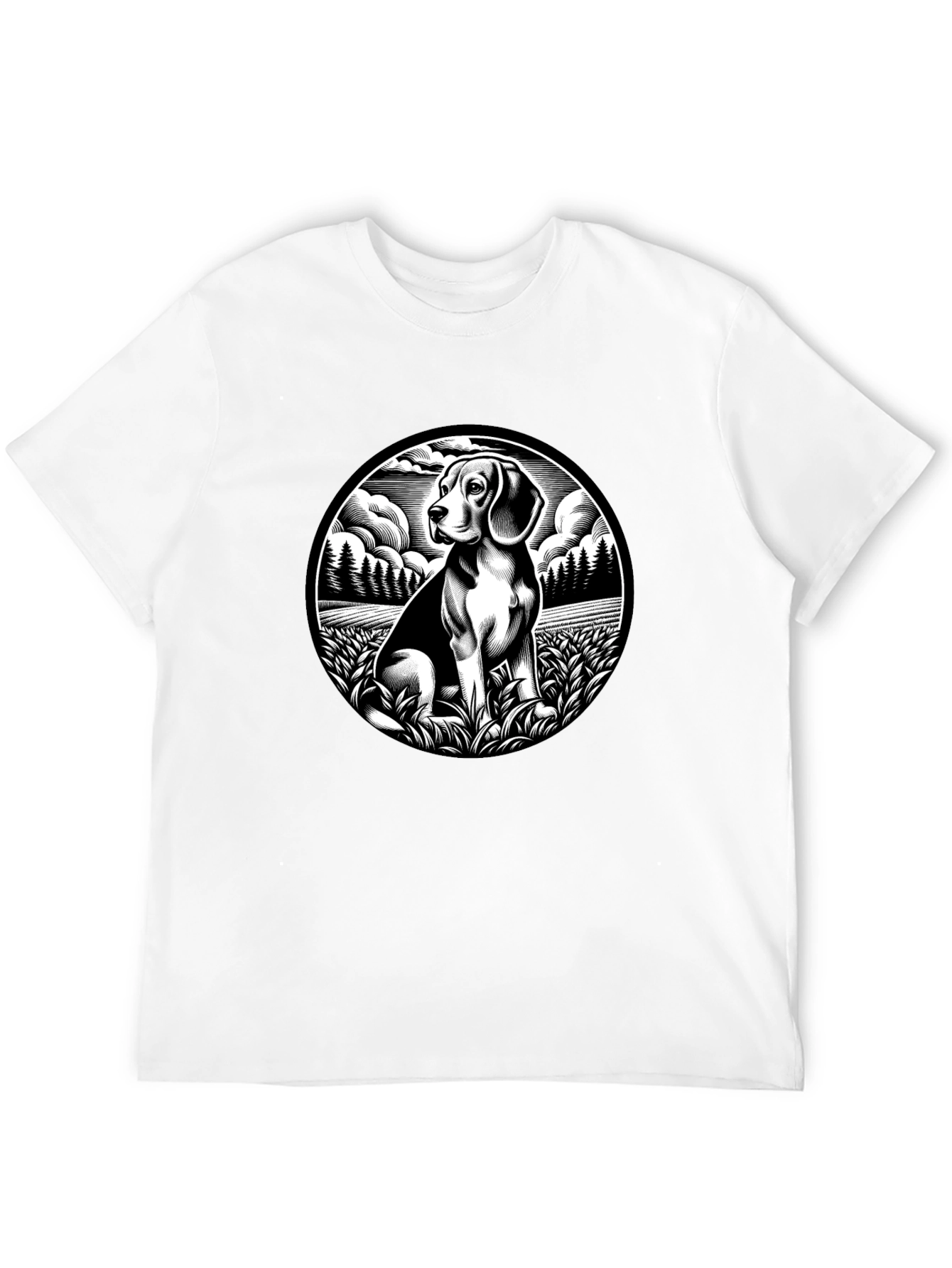 Beagle Dog Graphic Print Black T-Shirt