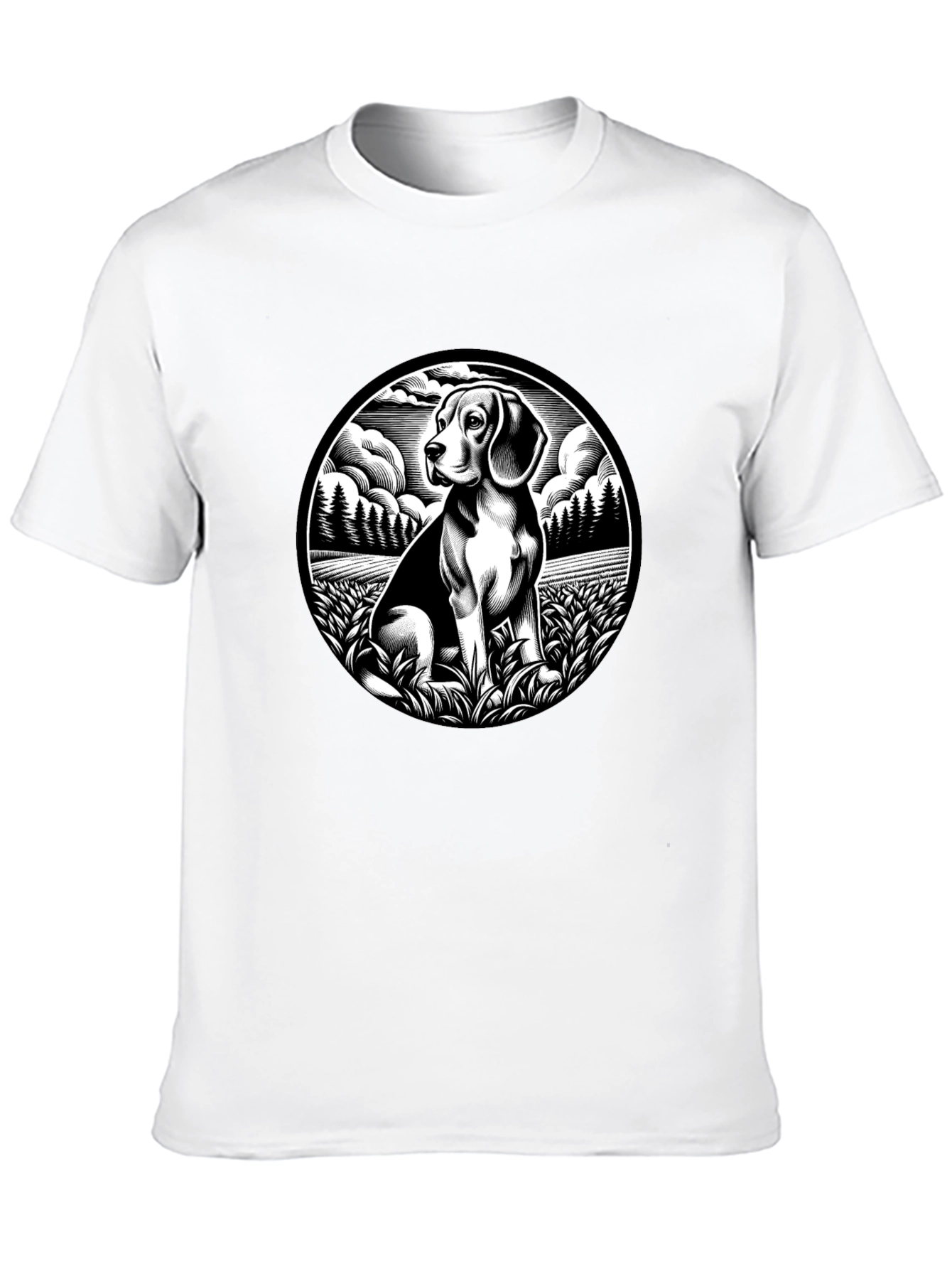 Beagle Dog Graphic Print Black T-Shirt