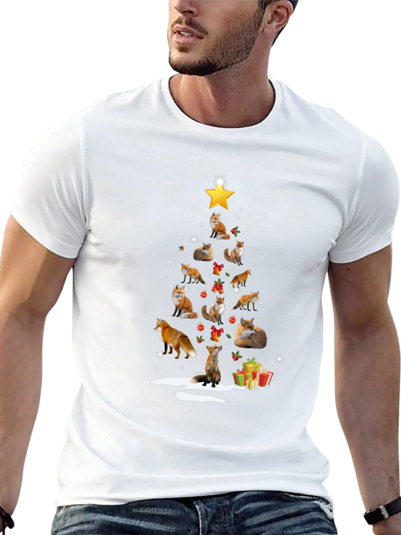 Fox Christmas Tree T-Shirt - Holiday Novelty Tee
