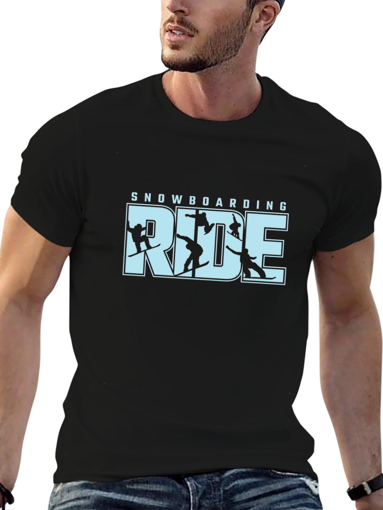 Snowboarding Ride T-Shirt - Black Graphic Tee