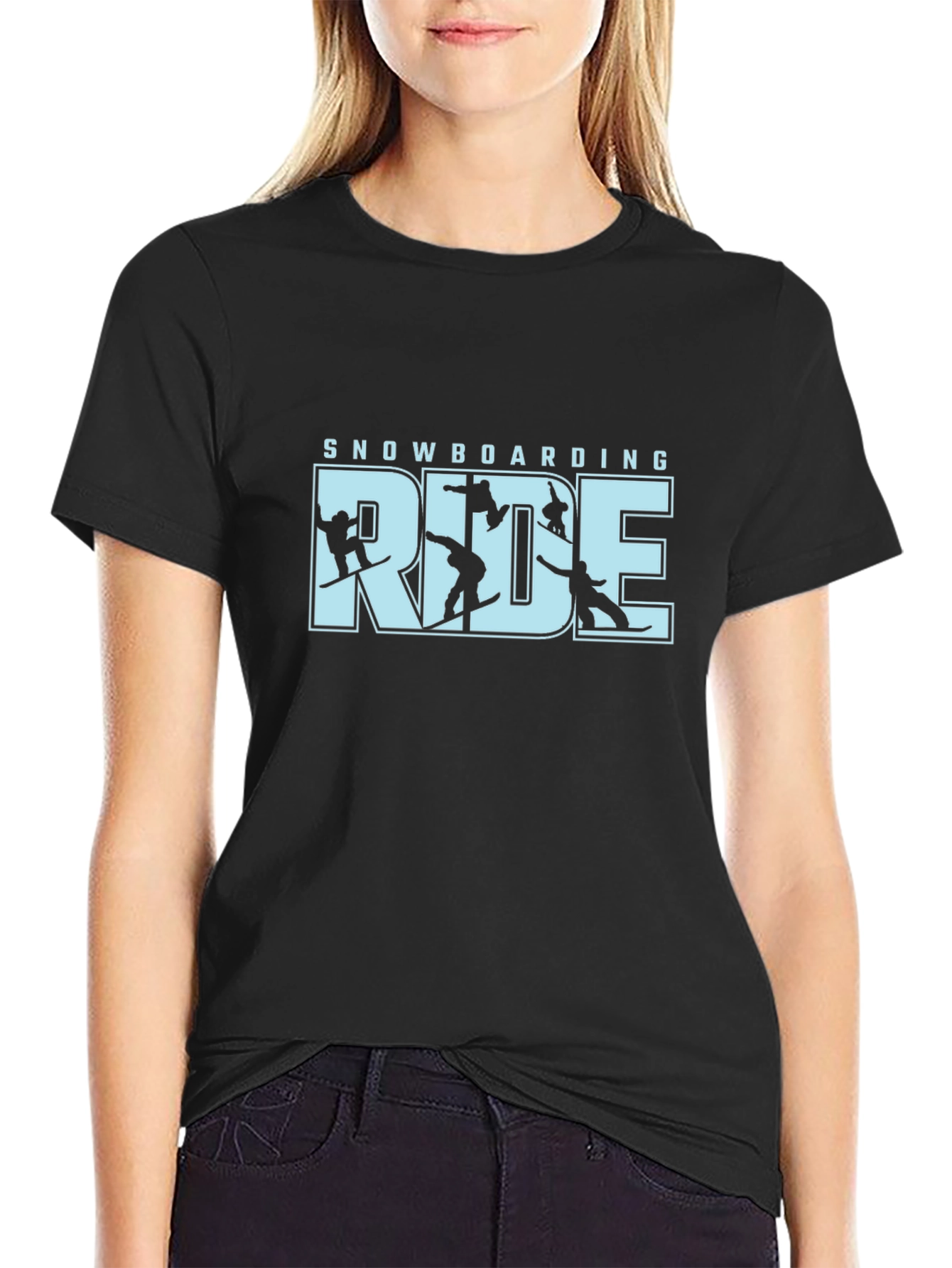 Snowboarding Ride T-Shirt - Black Graphic Tee