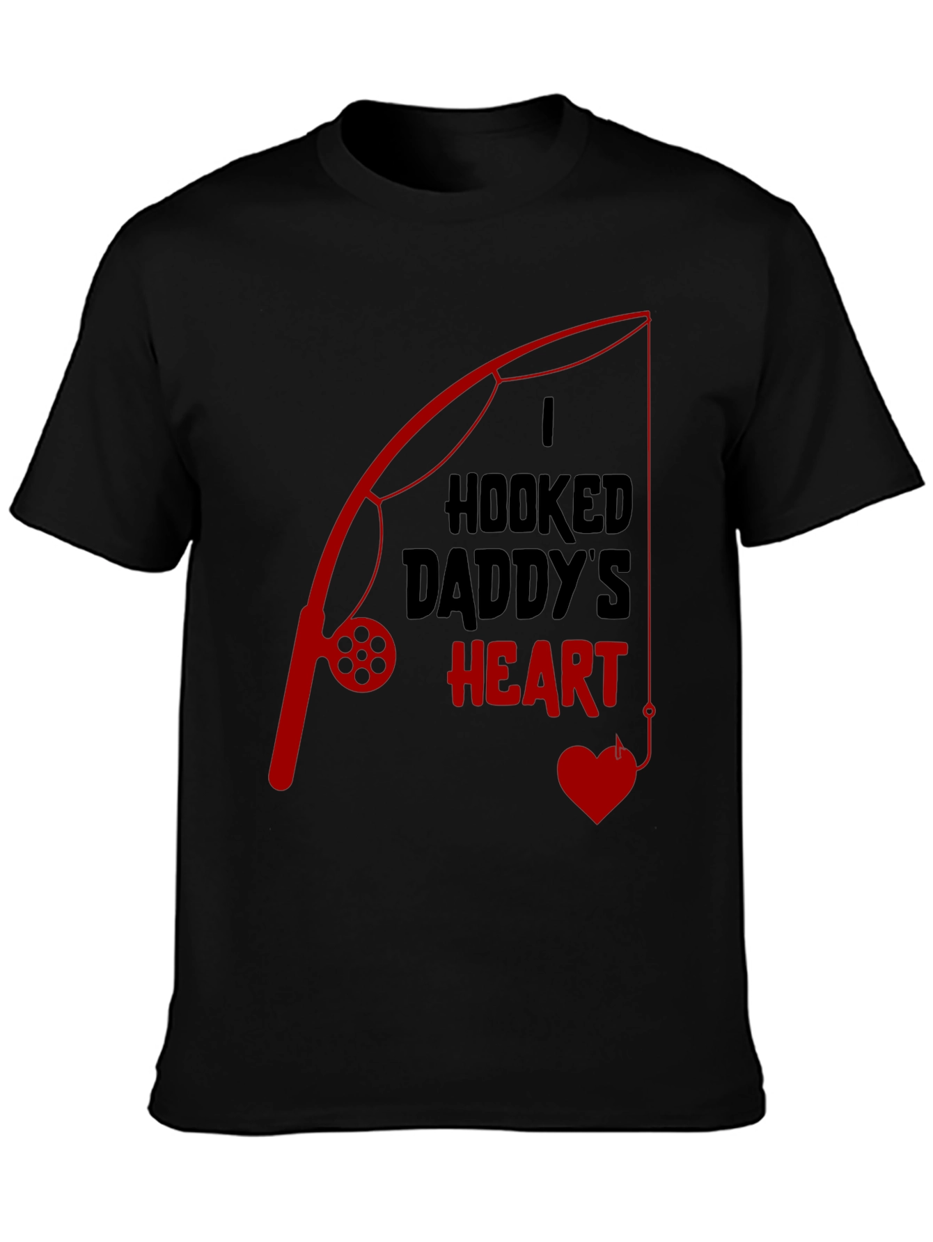 Hooked Daddys Heart Fishing T-Shirt