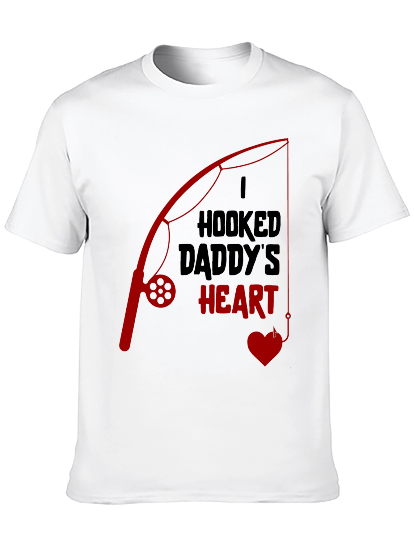 Hooked Daddys Heart Fishing T-Shirt